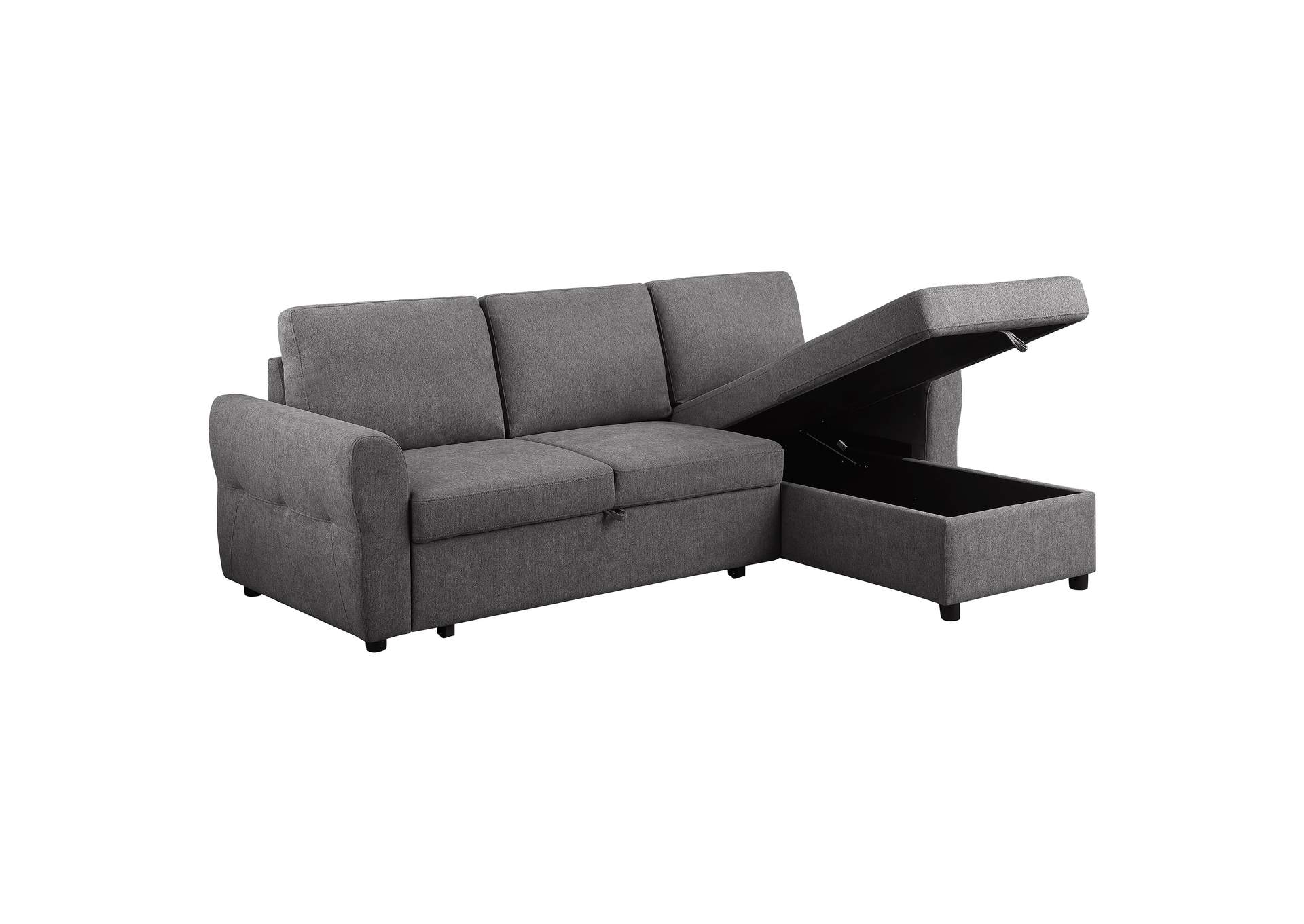 Samantha Upholstered Storage Sleeper Sectional Sofa Grey