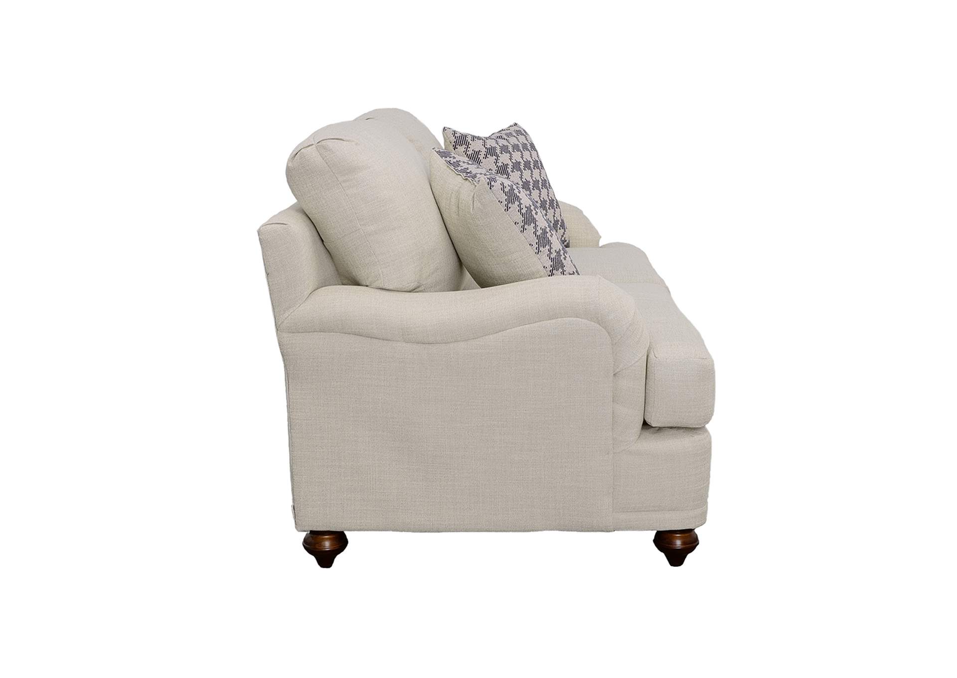 Glenn Upholstered English Arm Loveseat Light Grey and Blue