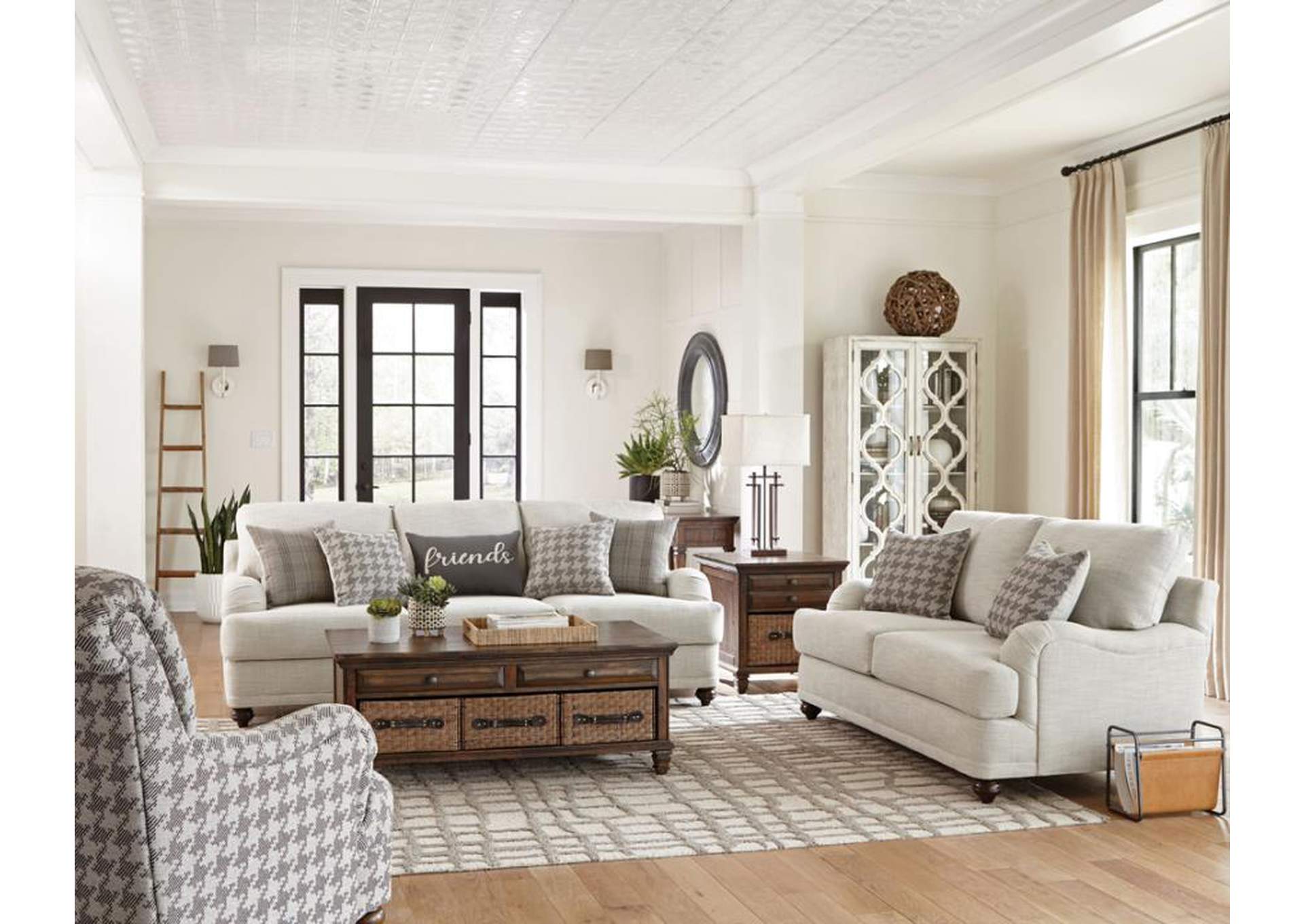 Glenn 3-piece Cushion Back Living Room Set Light Grey image 1