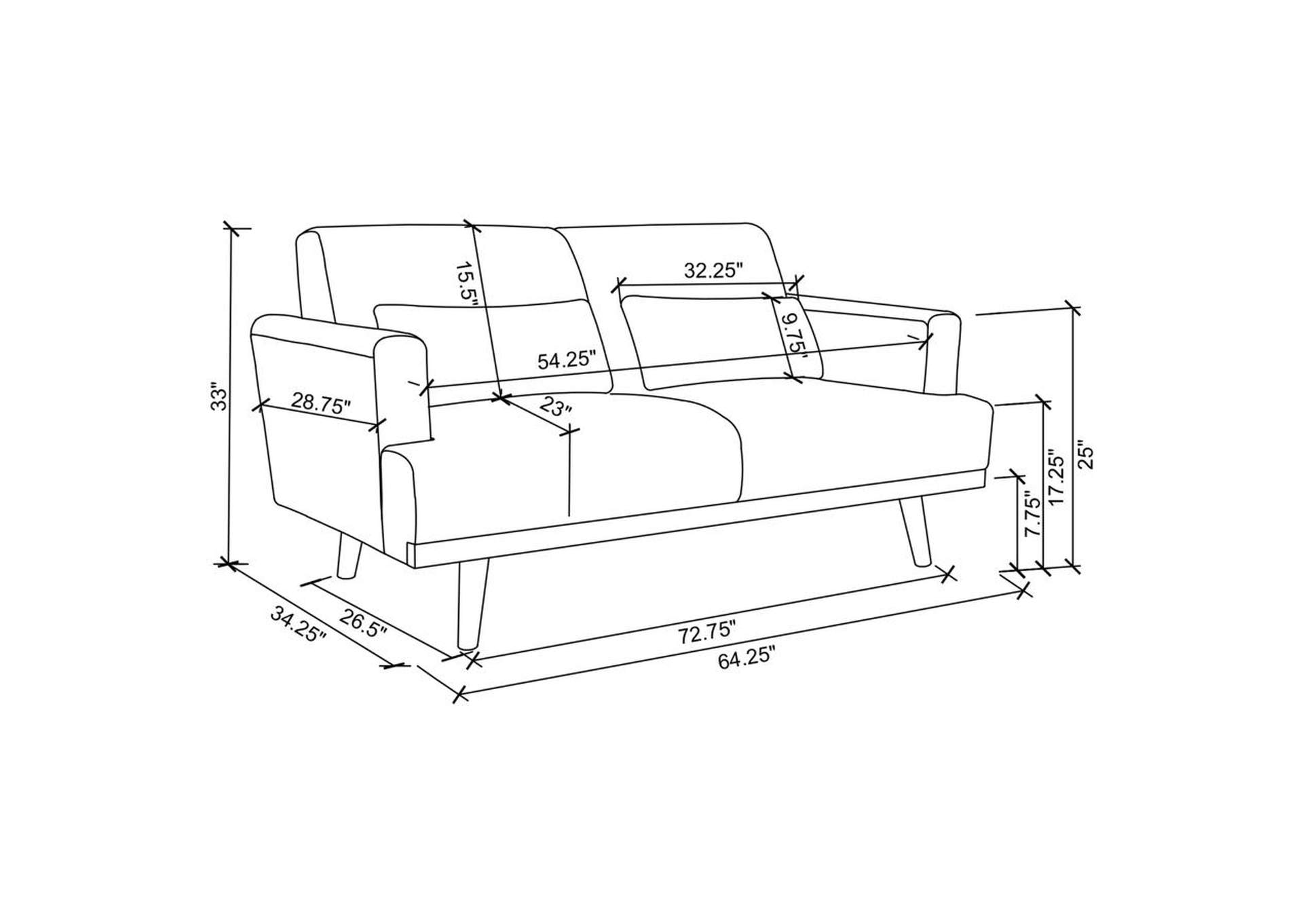 Blake 2-piece Upholstered Living Room Set with Track Arms Sharkskin and Dark Brown image 3