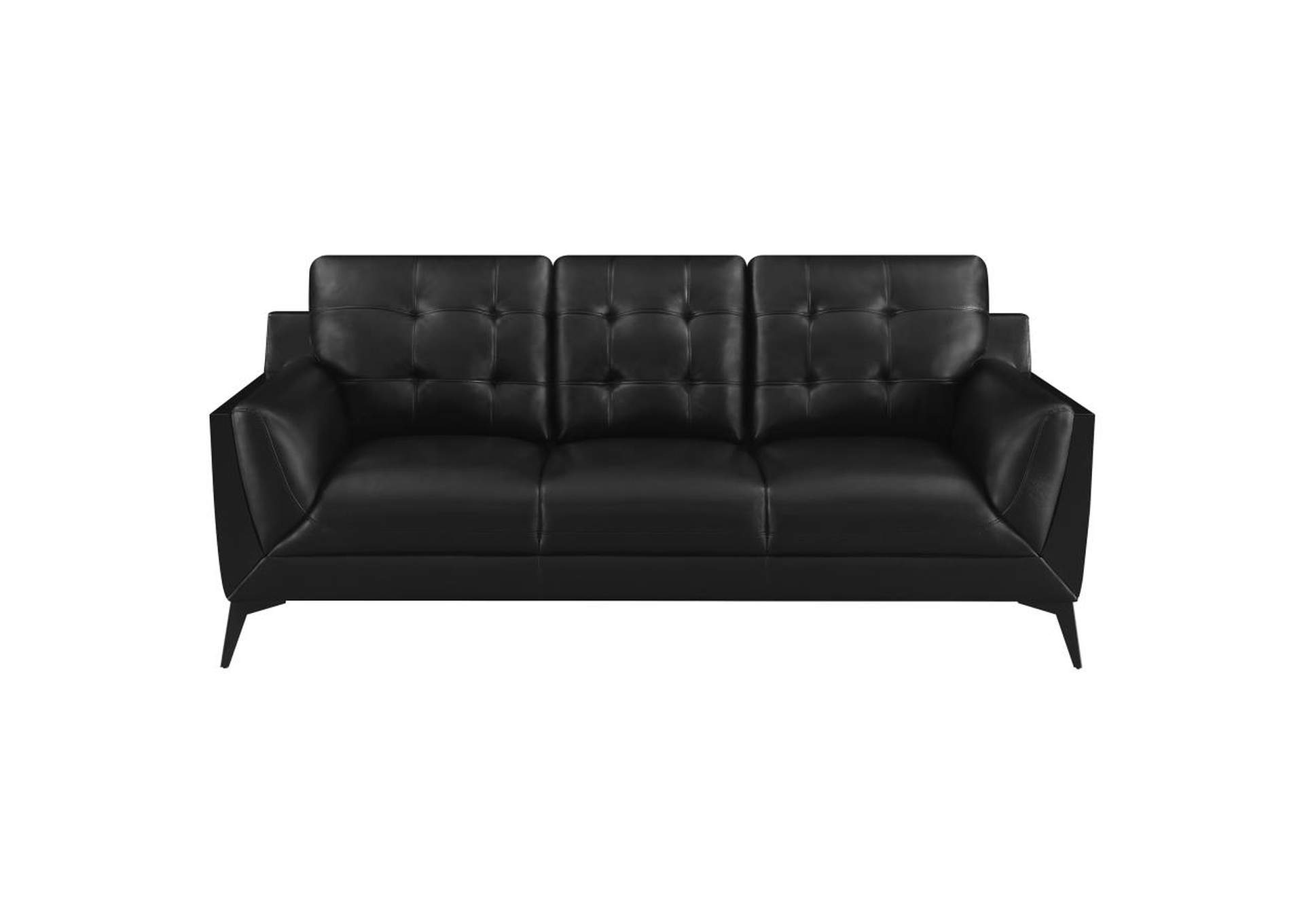 Moira Upholstered Tufted Living Room Set with Track Arms Black image 4