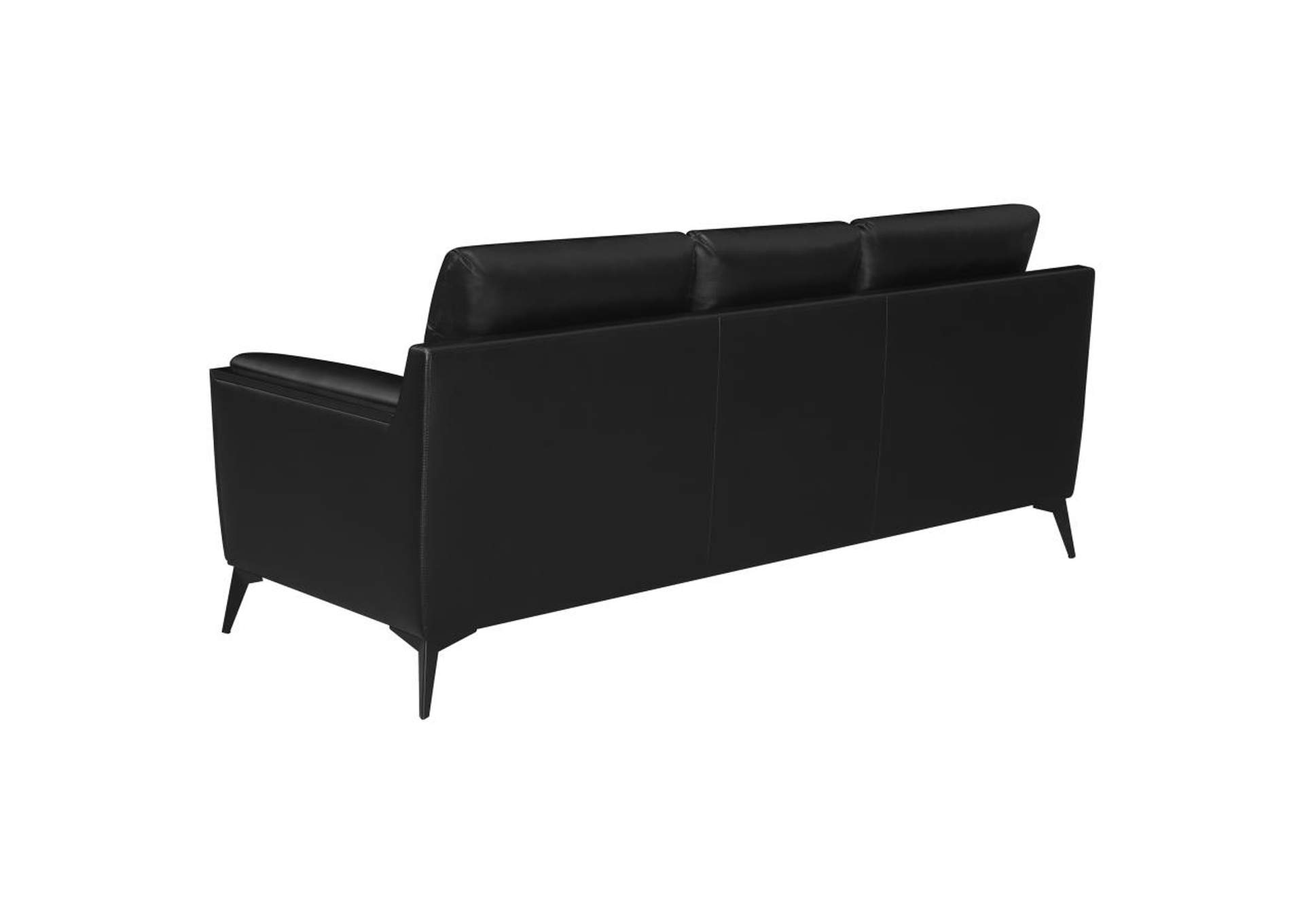 Moira Upholstered Tufted Living Room Set with Track Arms Black image 5