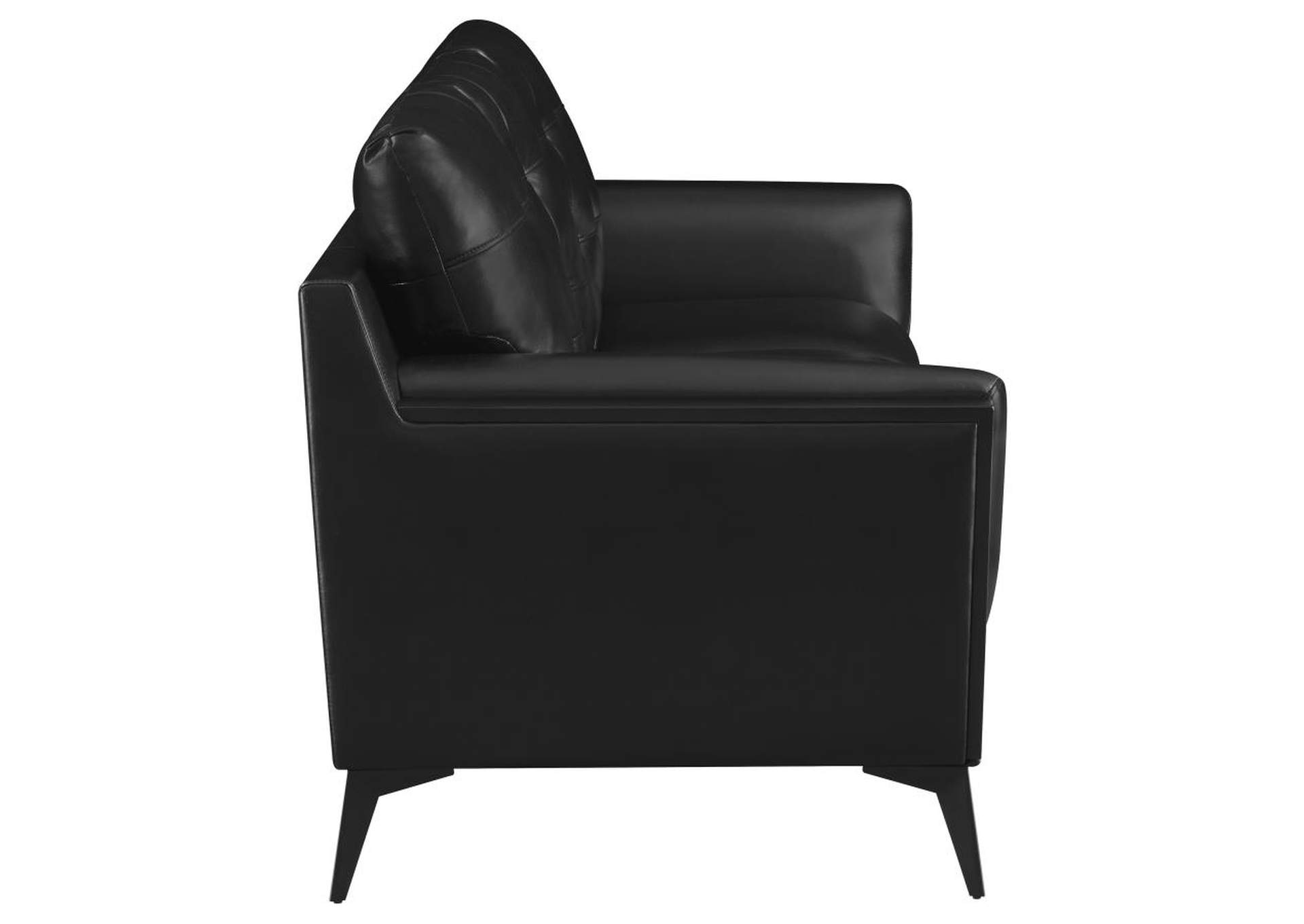Moira Upholstered Tufted Living Room Set with Track Arms Black image 6