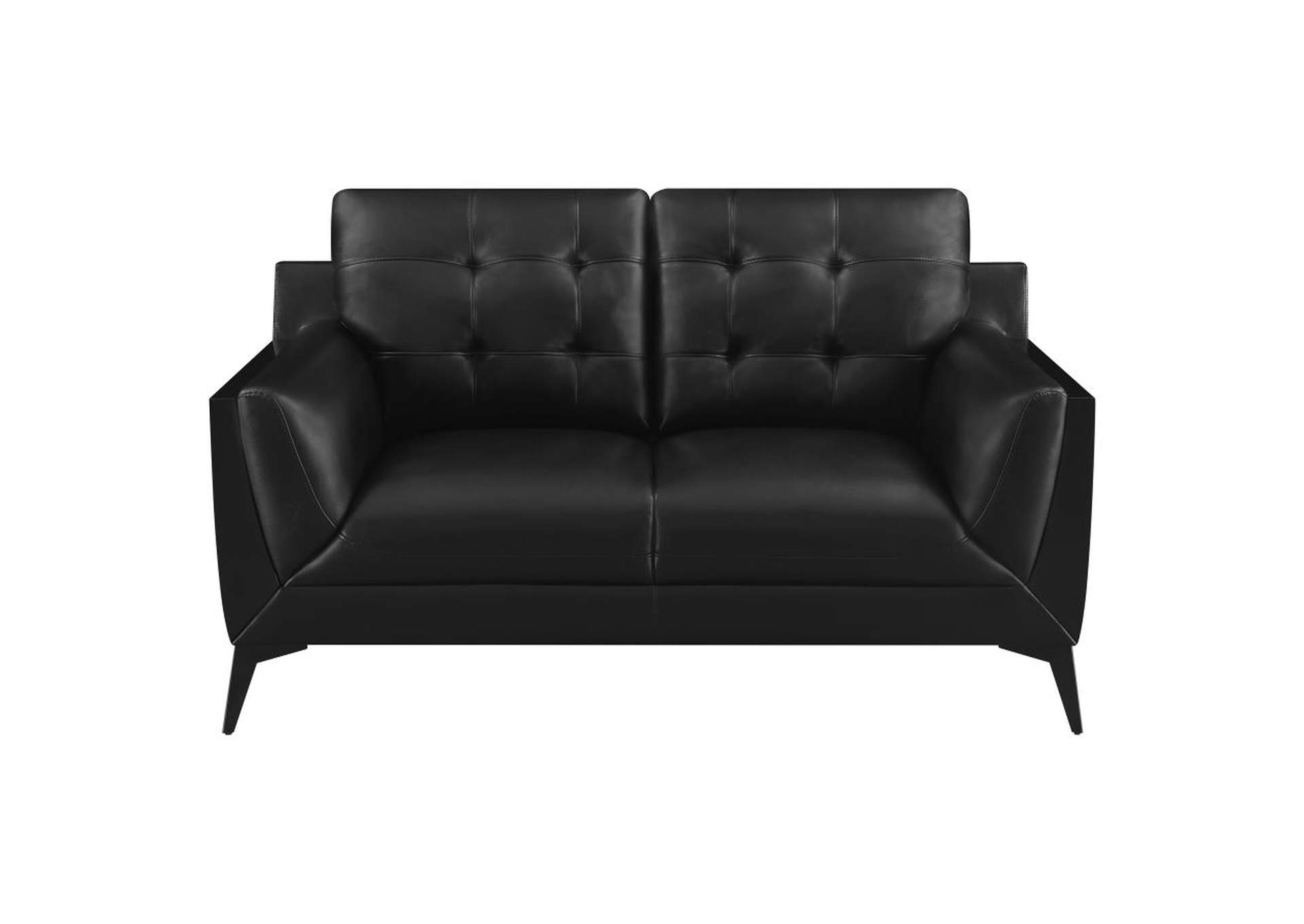 Moira Upholstered Tufted Living Room Set with Track Arms Black image 8