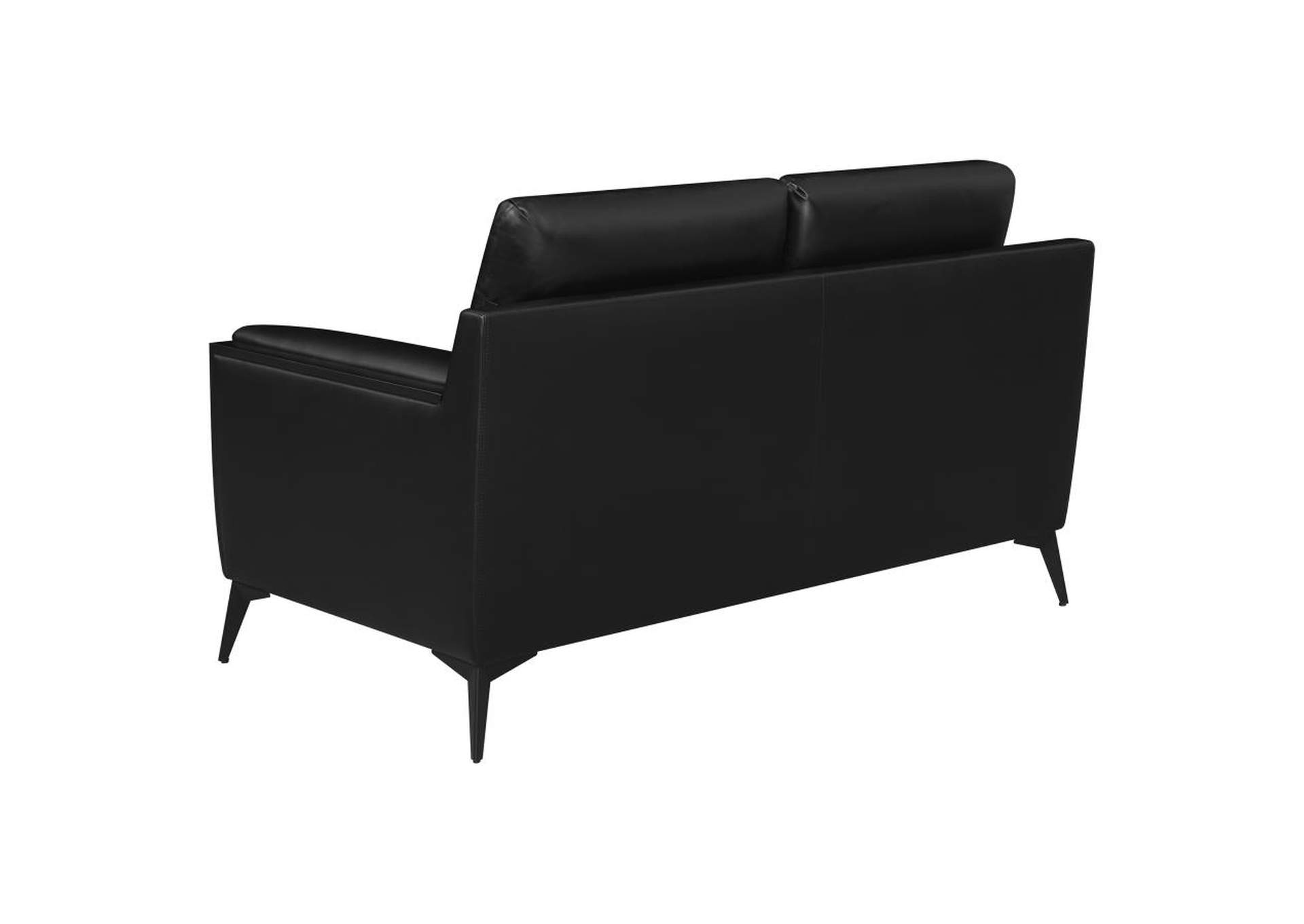 Moira Upholstered Tufted Living Room Set with Track Arms Black image 9