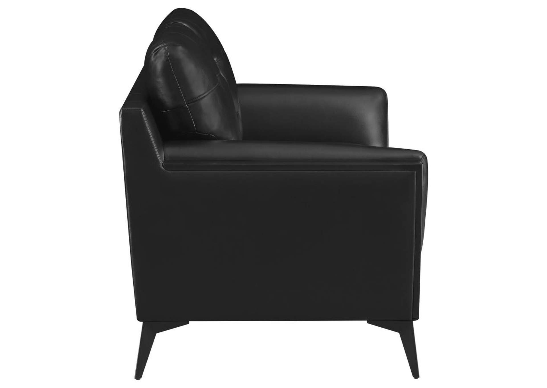 Moira Upholstered Tufted Living Room Set with Track Arms Black image 10