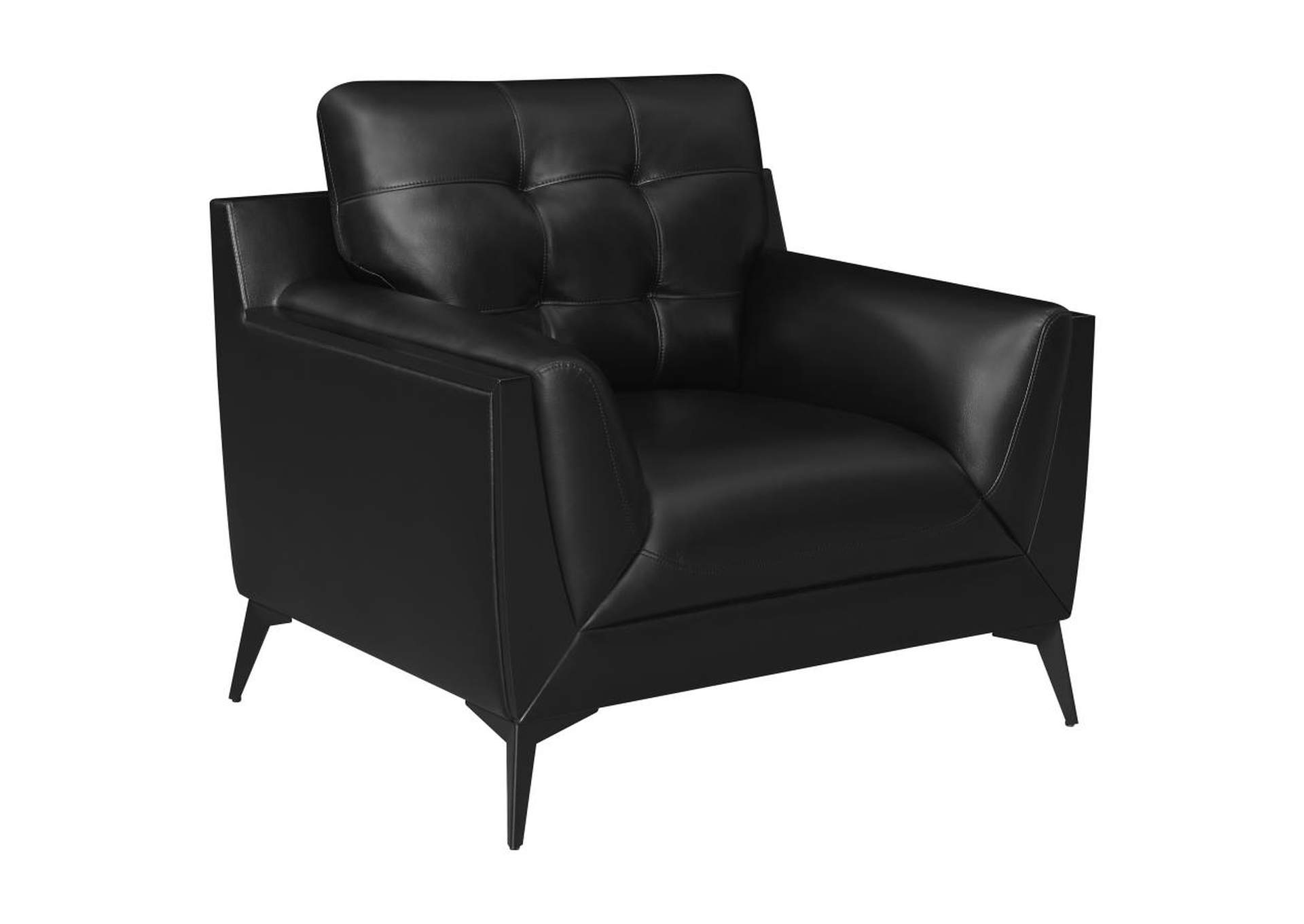 Moira Upholstered Tufted Living Room Set with Track Arms Black image 11