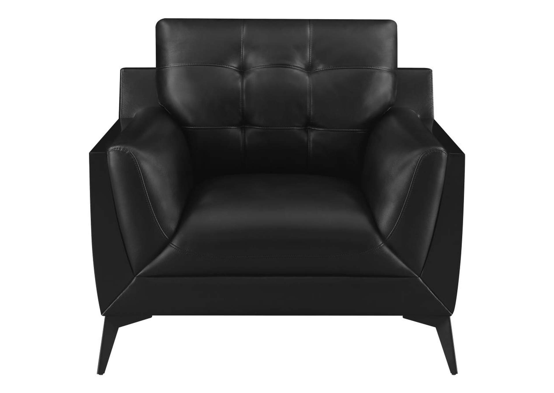 Moira Upholstered Tufted Living Room Set with Track Arms Black image 12