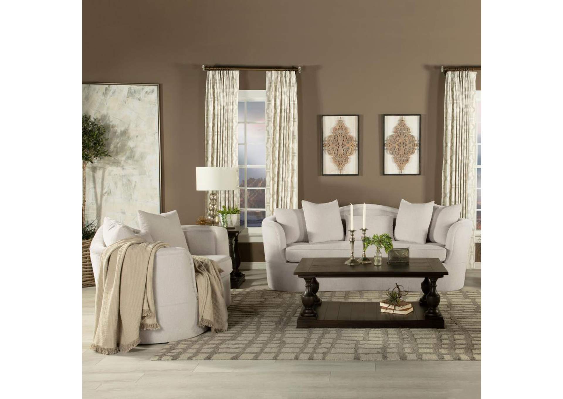 Kamilah 2-piece Upholstered Living Room Set with Camel Back Beige image 1