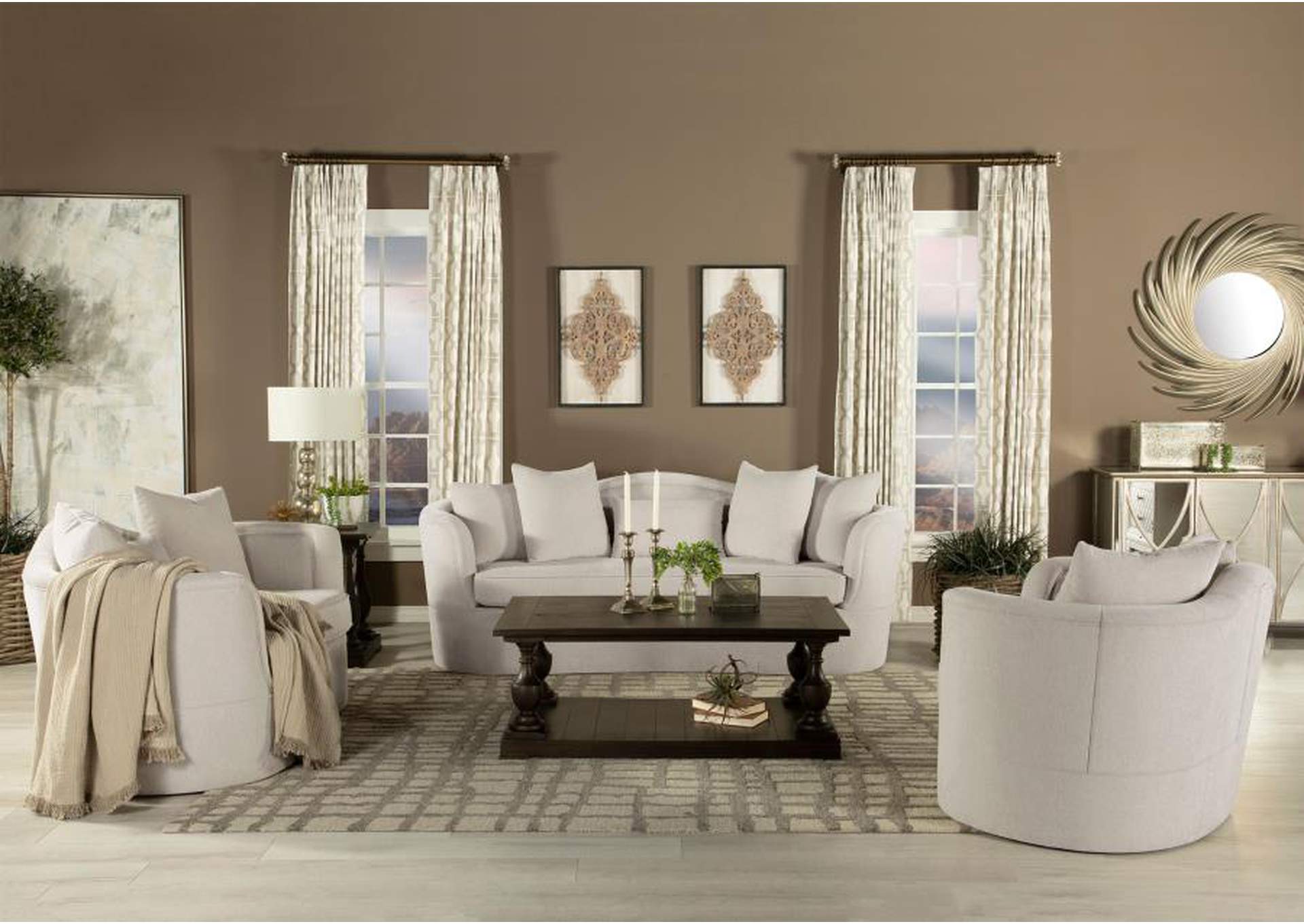 Kamilah 3-piece Upholstered Living Room Set with Camel Back Beige image 1