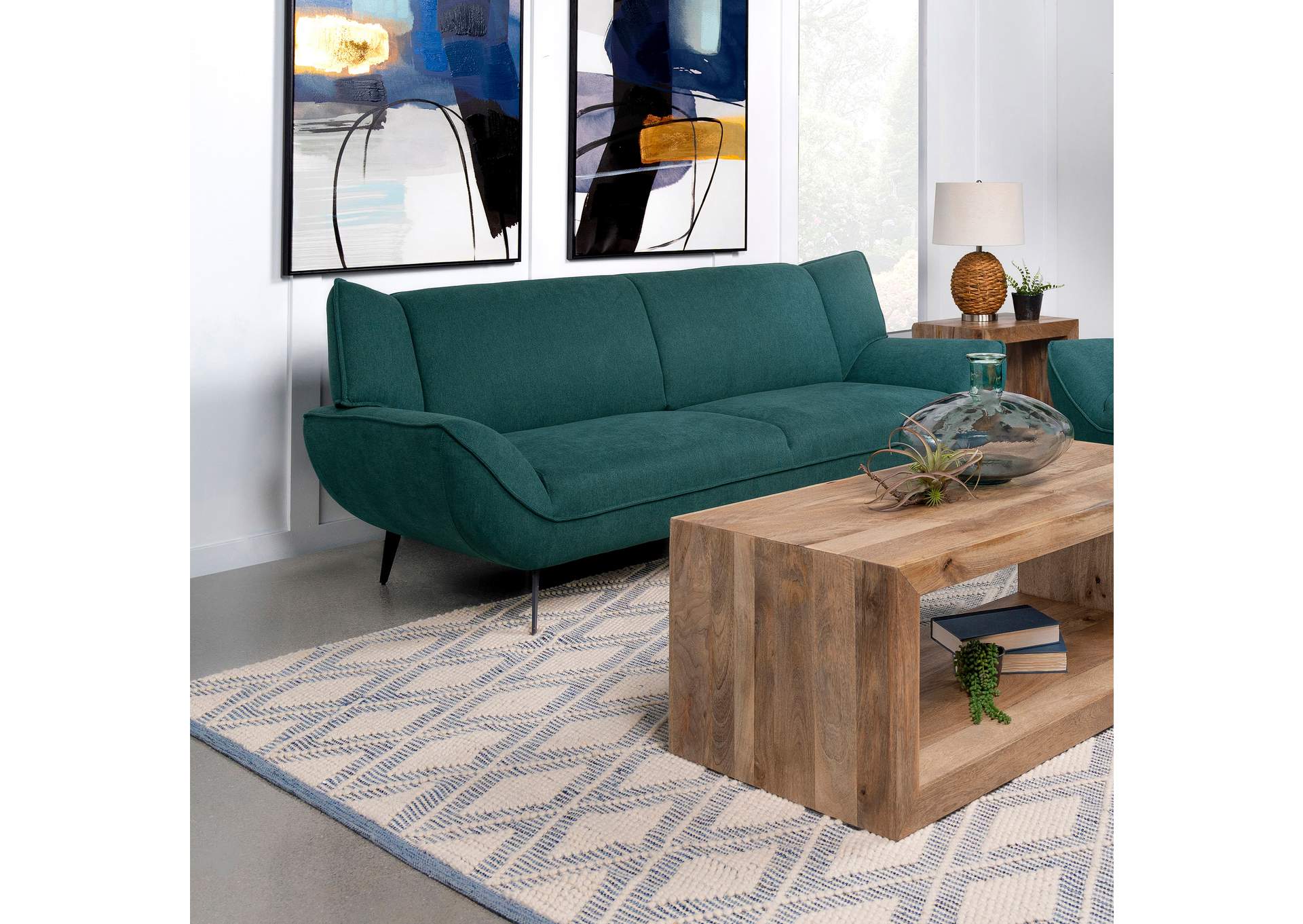 Acton Upholstered Flared Arm Sofa Teal Blue