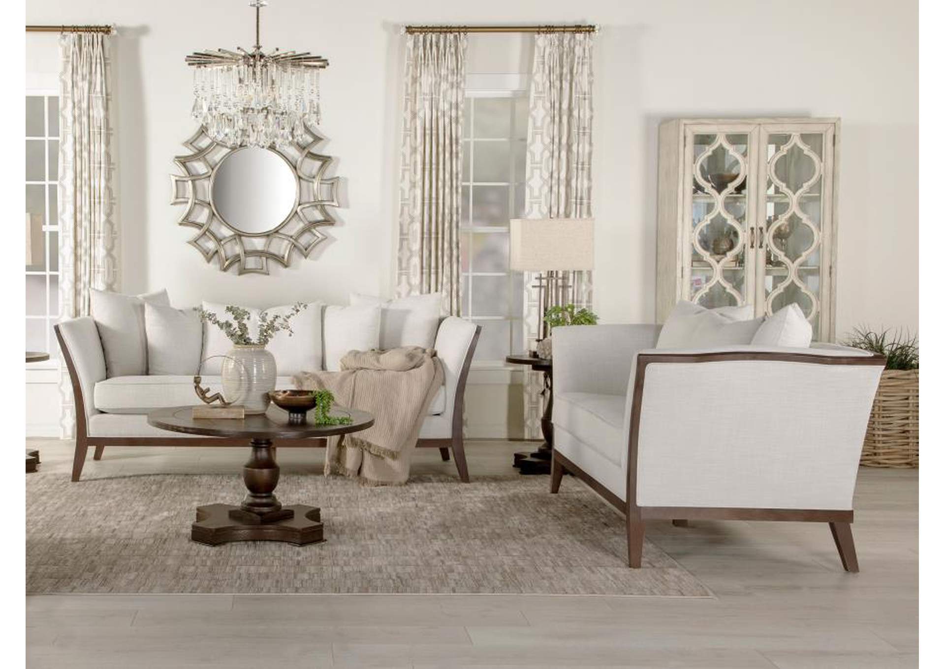 Lorraine 2-piece Upholstered Living Room Set with Flared Arms Beige image 1