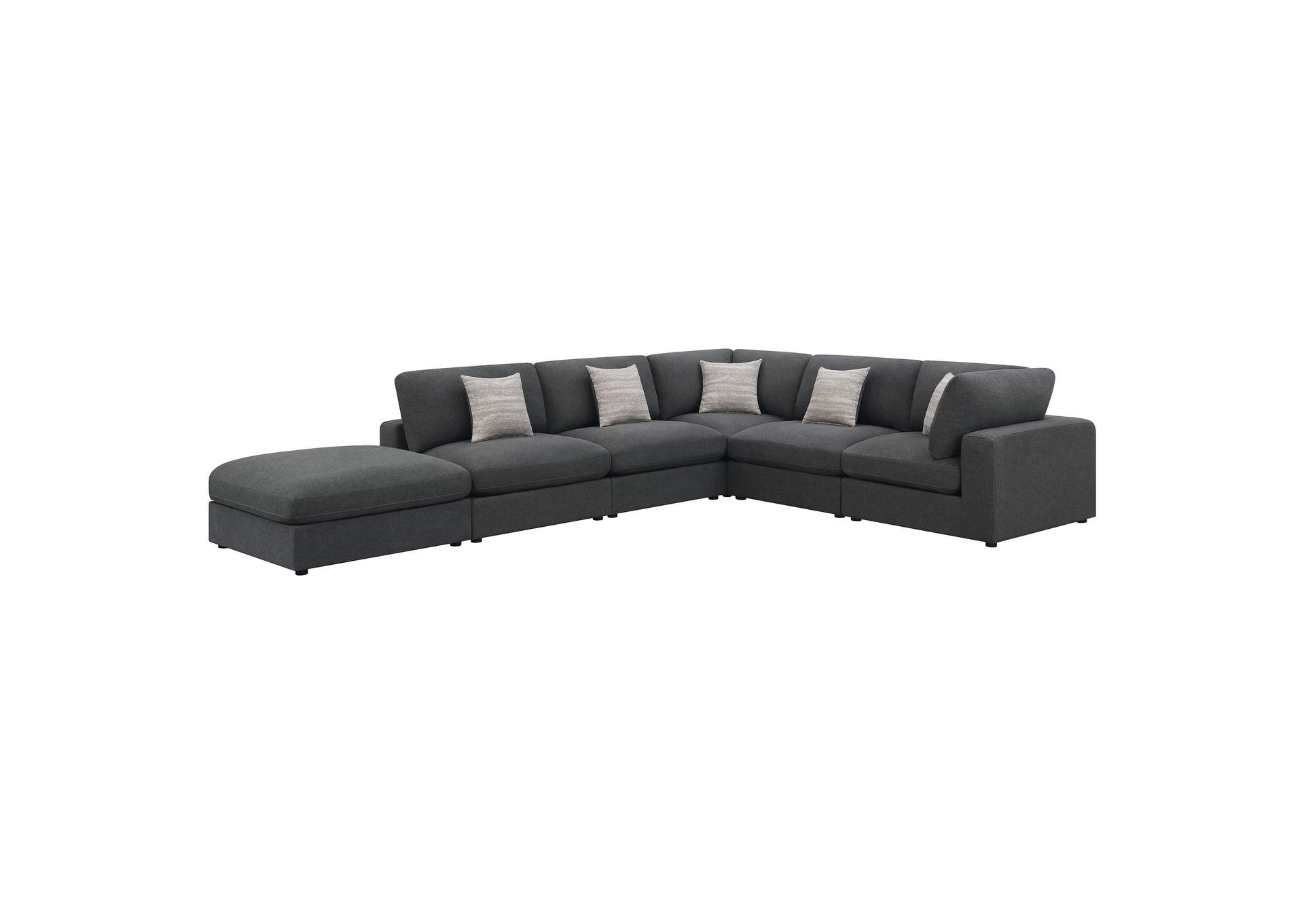 Serene 6-piece Upholstered Modular Sectional Sofa Charcoal