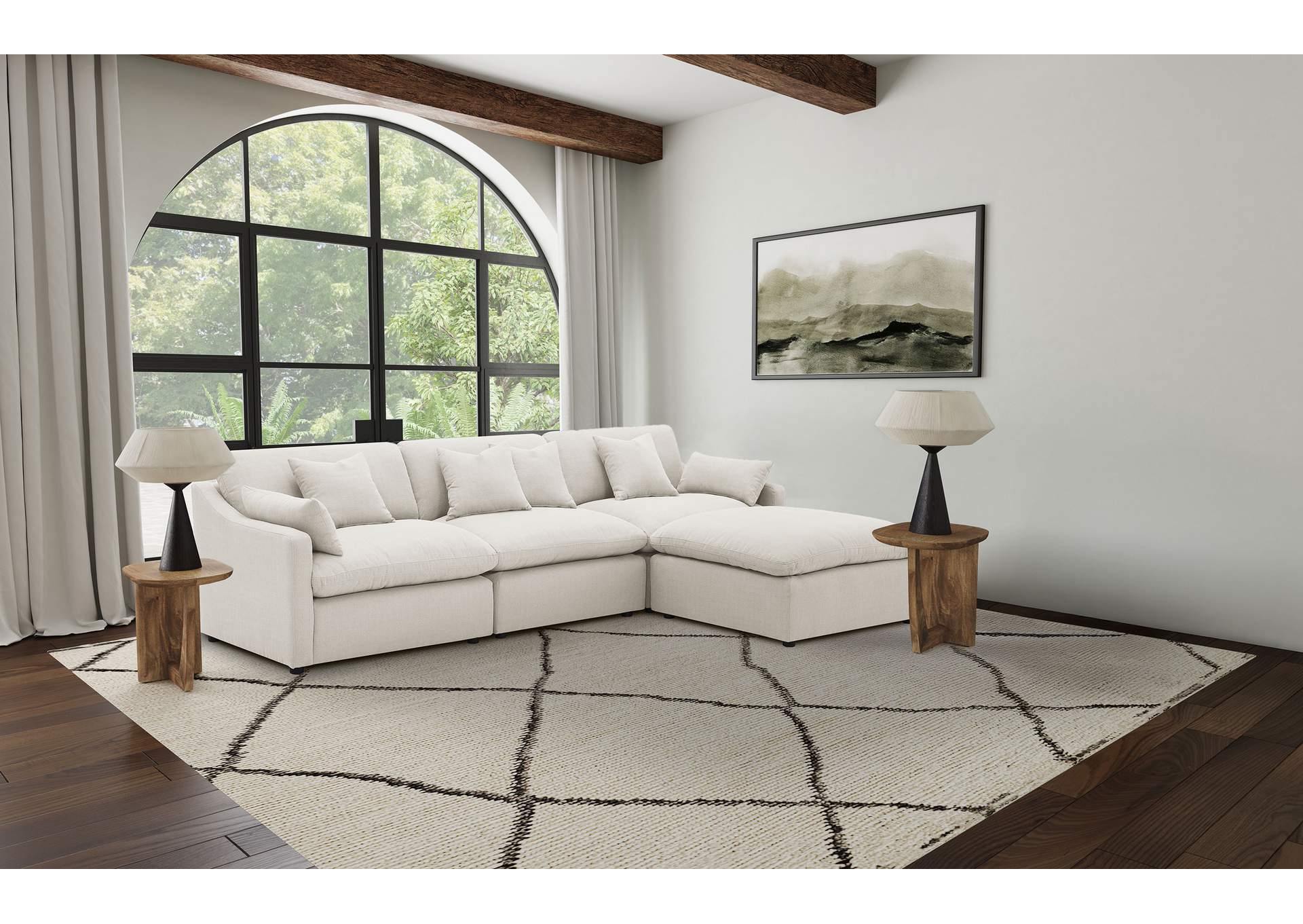 Hobson 4-piece Upholstered Modular Sectional Sofa Ivory image 1