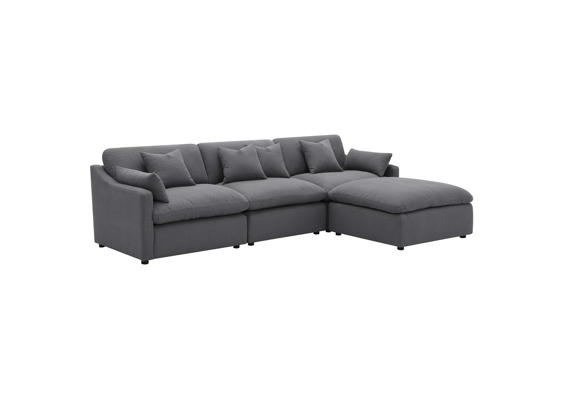 Hobson 4-piece Upholstered Modular Sectional Sofa Charcoal image 3