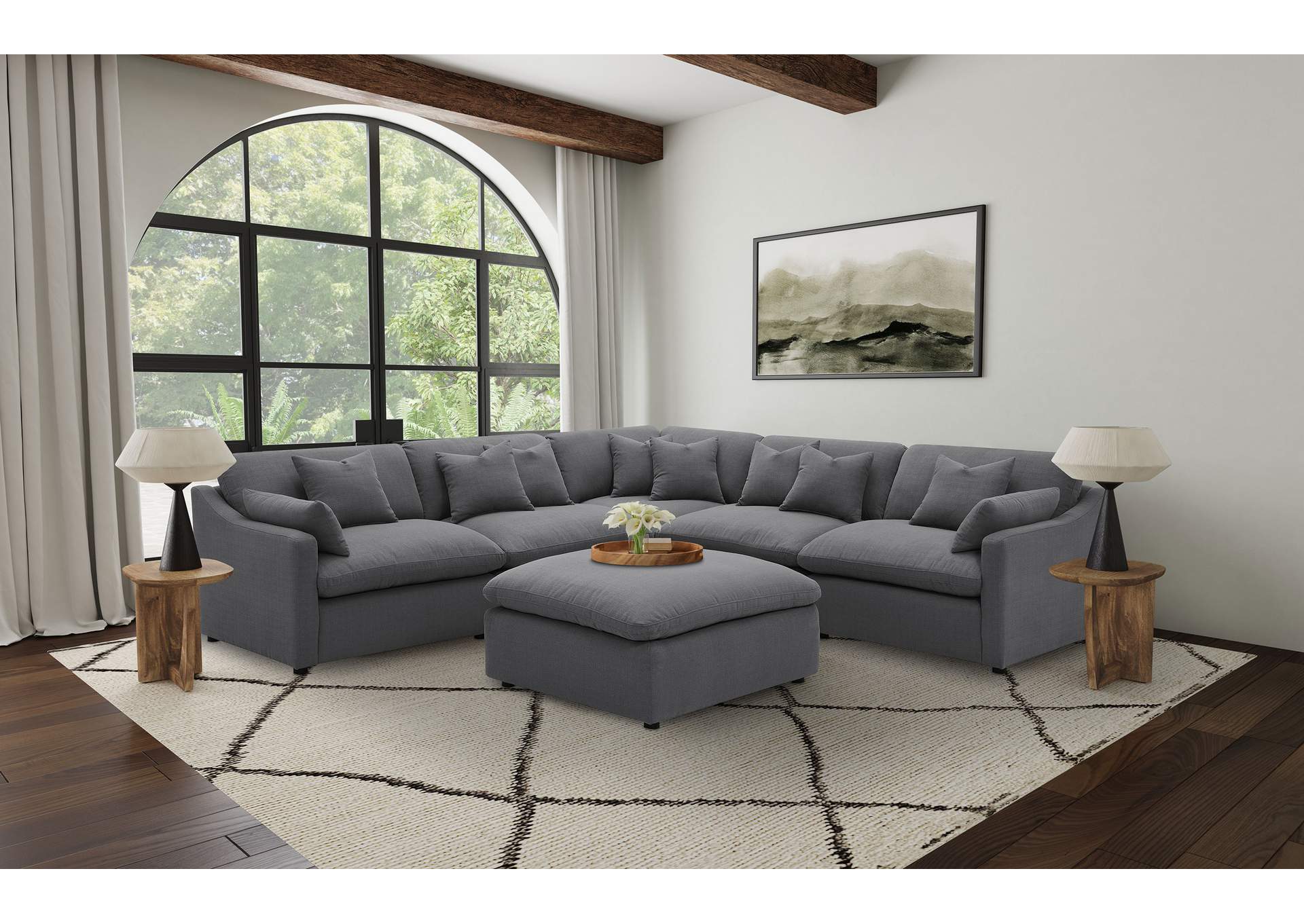 Hobson 6-piece Upholstered Modular Sectional Sofa Charcoal