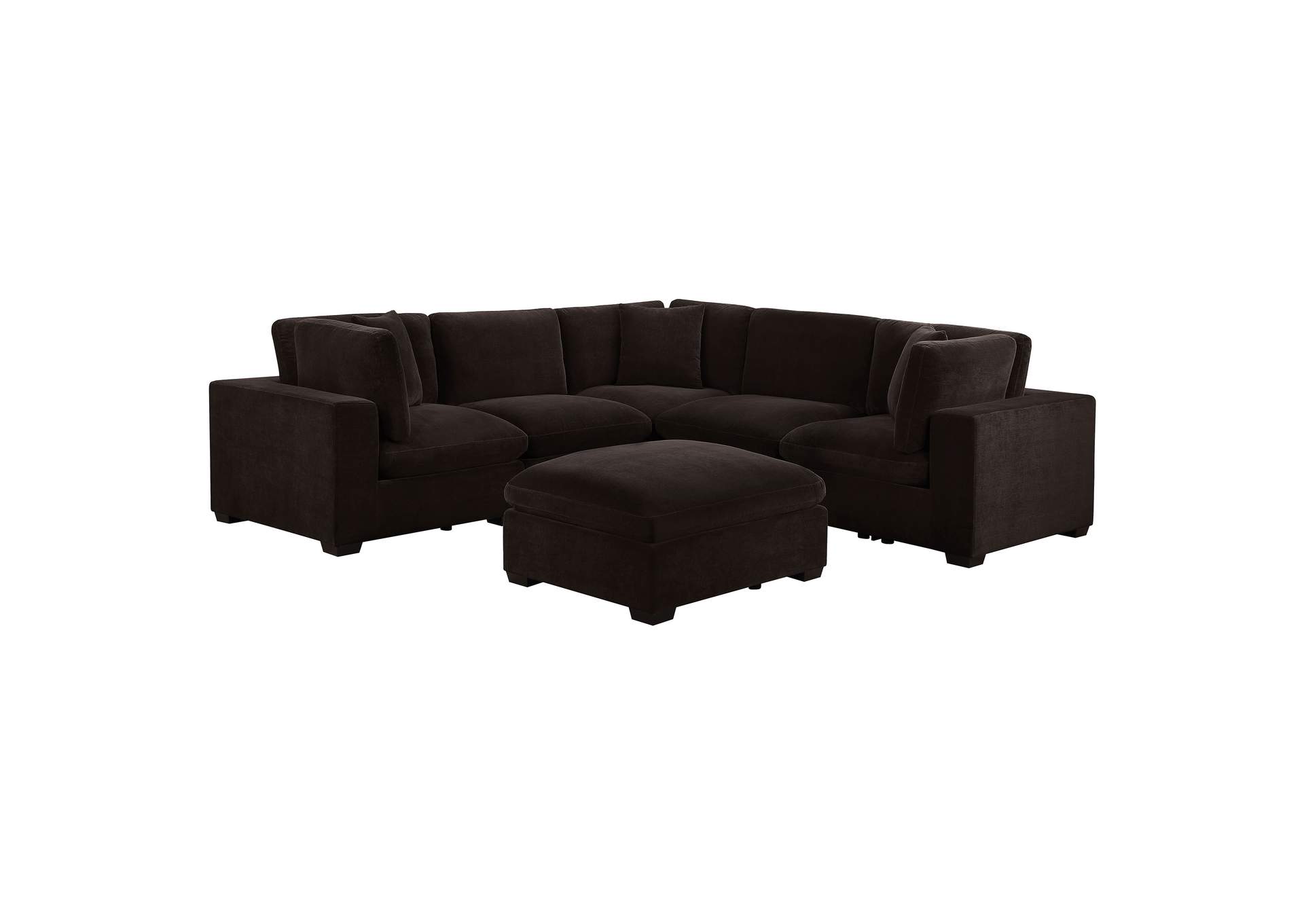 Lakeview 5-piece Upholstered Modular Sectional Chocolate image 3