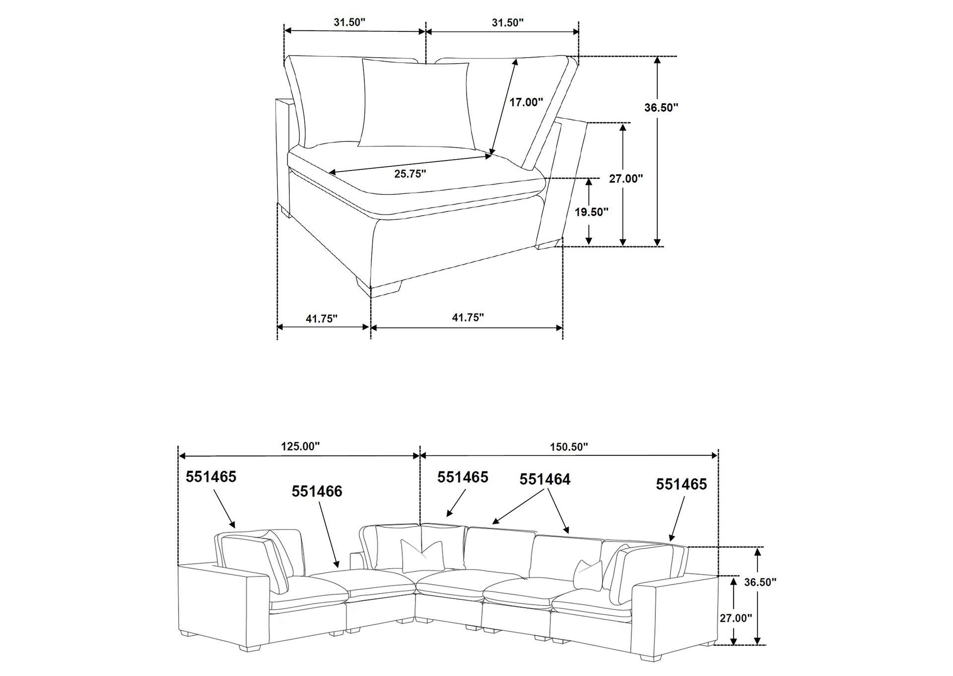 Lakeview 6-piece Upholstered Modular Sectional Chocolate image 12