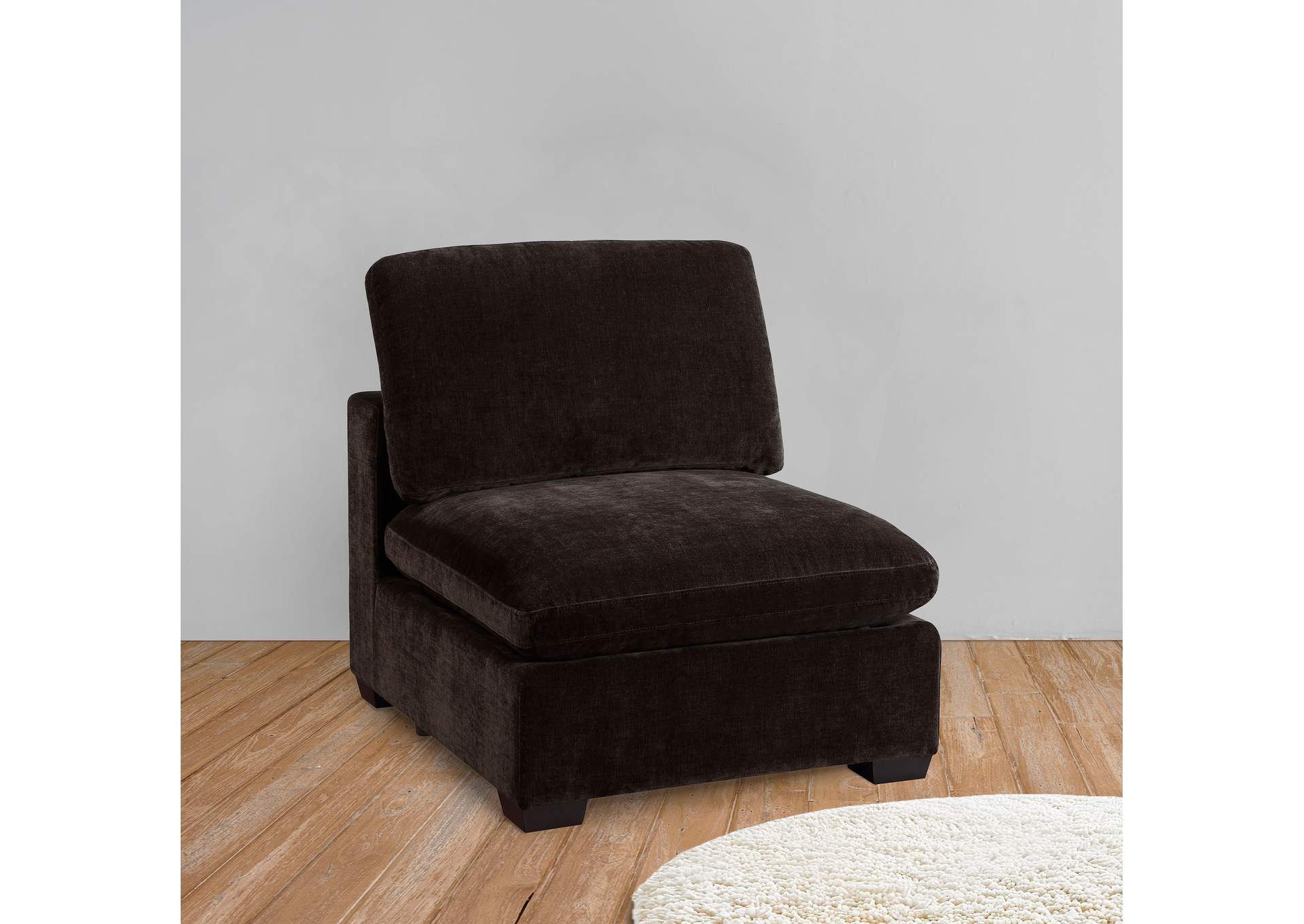 Lakeview Upholstered Armless Chair Dark Chocolate image 4