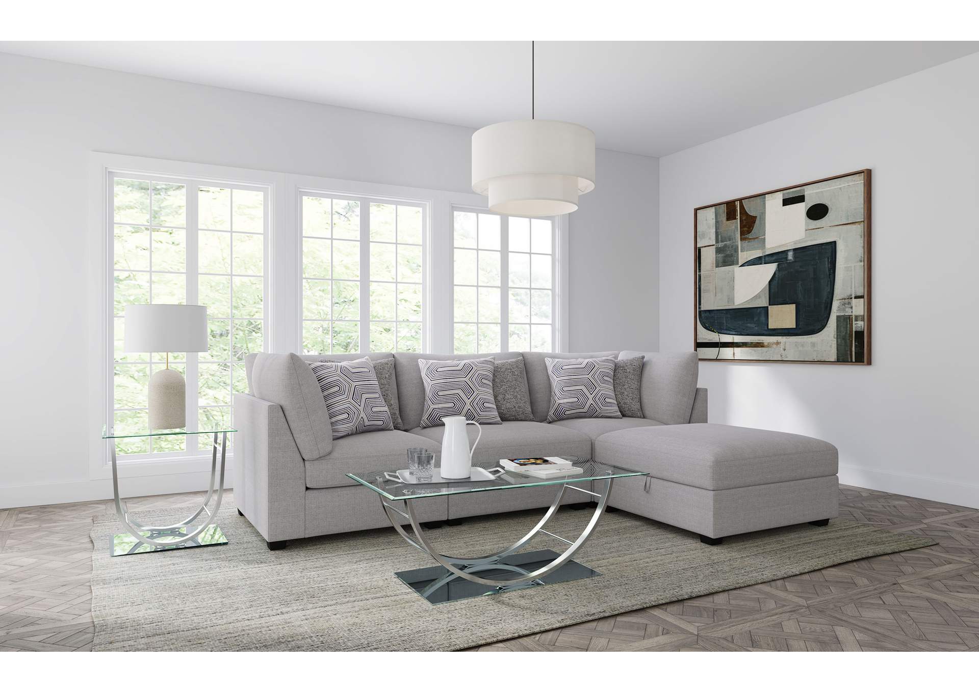 Cambria 4-piece Upholstered Modular Sectional Sofa Grey