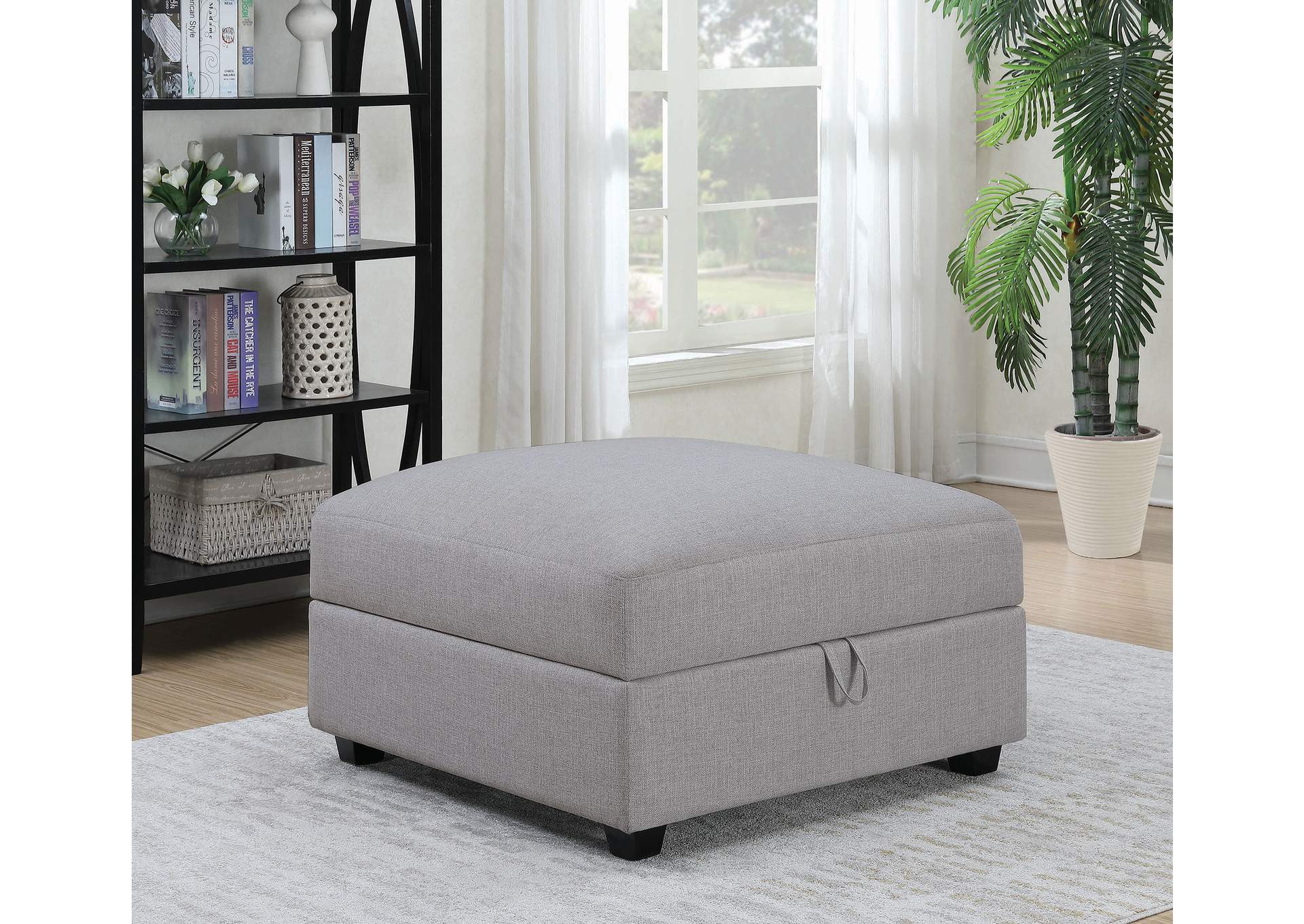 Cambria Square Upholstered Storage Ottoman Grey