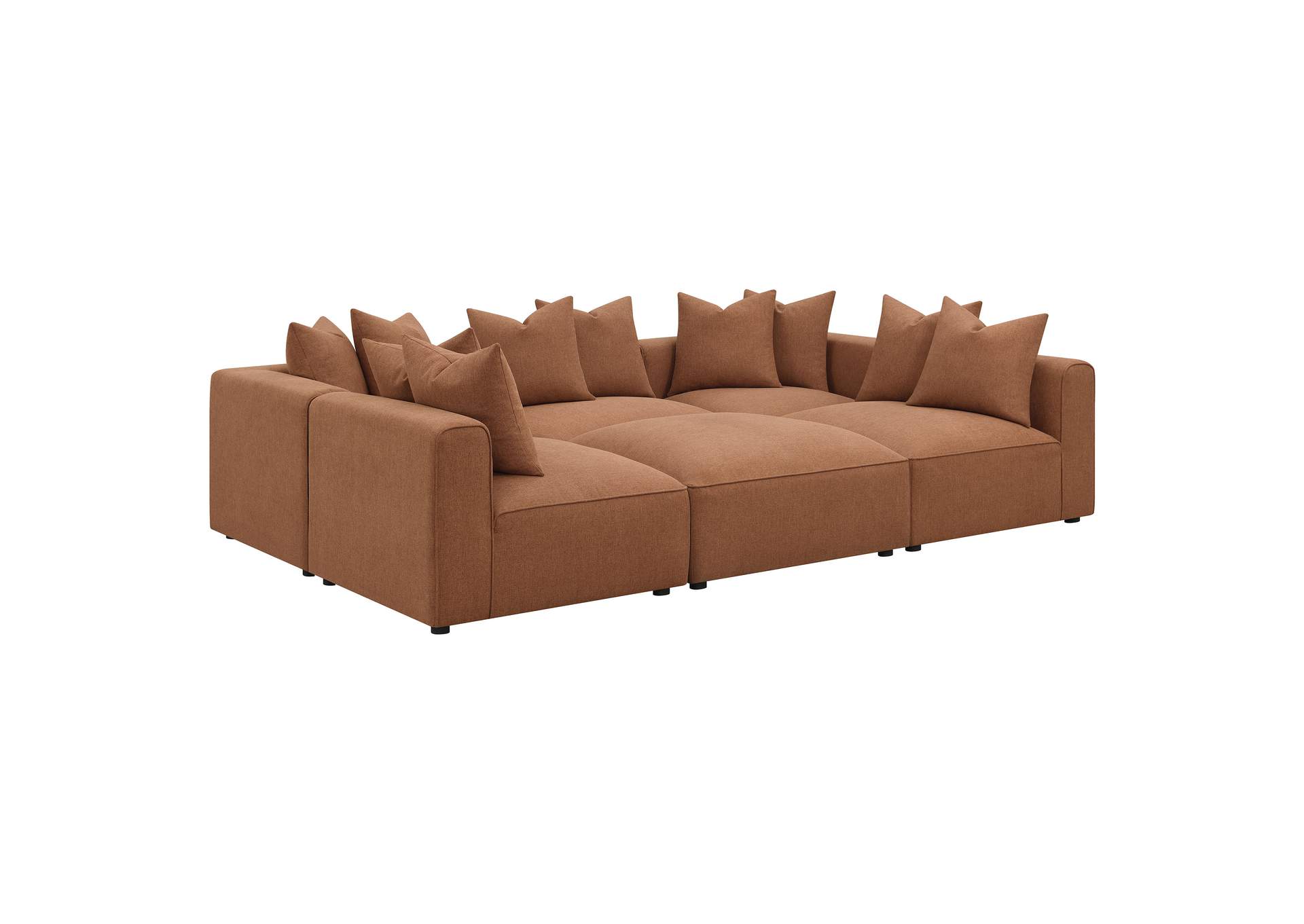 Jennifer 6-piece Upholstered Modular Sectional Terracotta