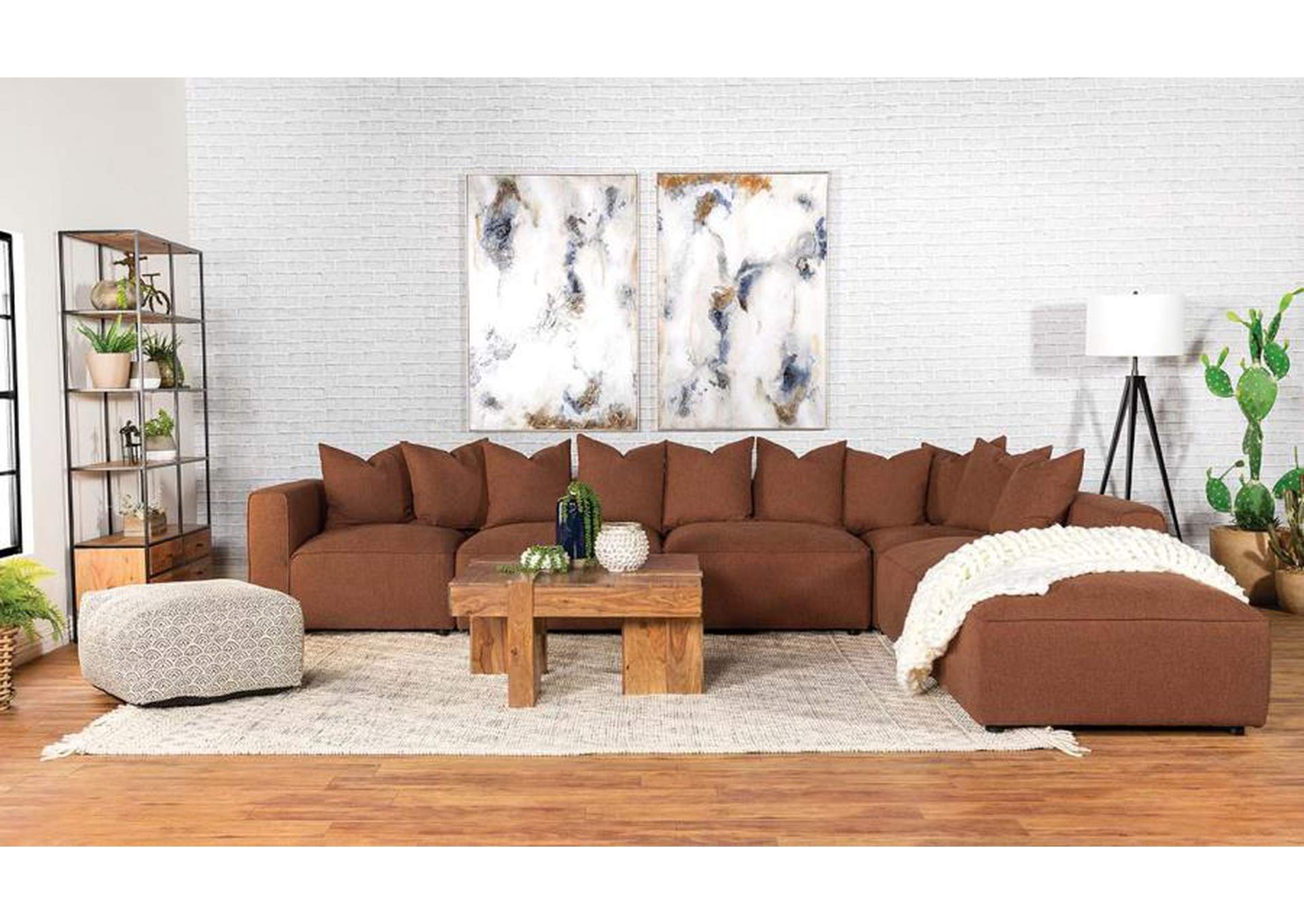 Jennifer 6-piece Upholstered Modular Sectional Terracotta image 1