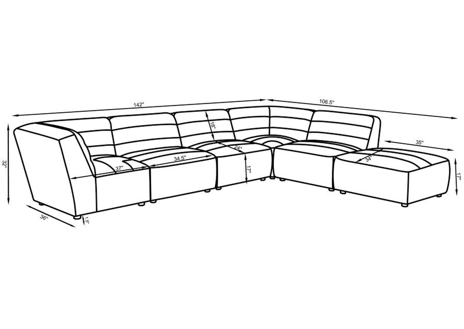 Sunny 6-piece Upholstered Sectional Natural image 12