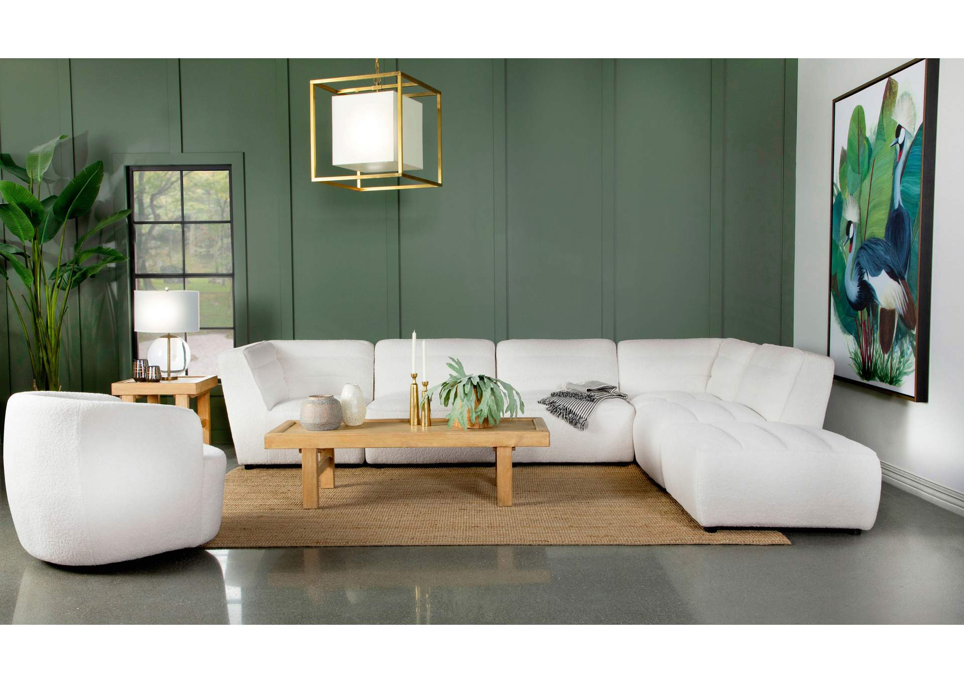Sunny Square Upholstered Ottoman Natural