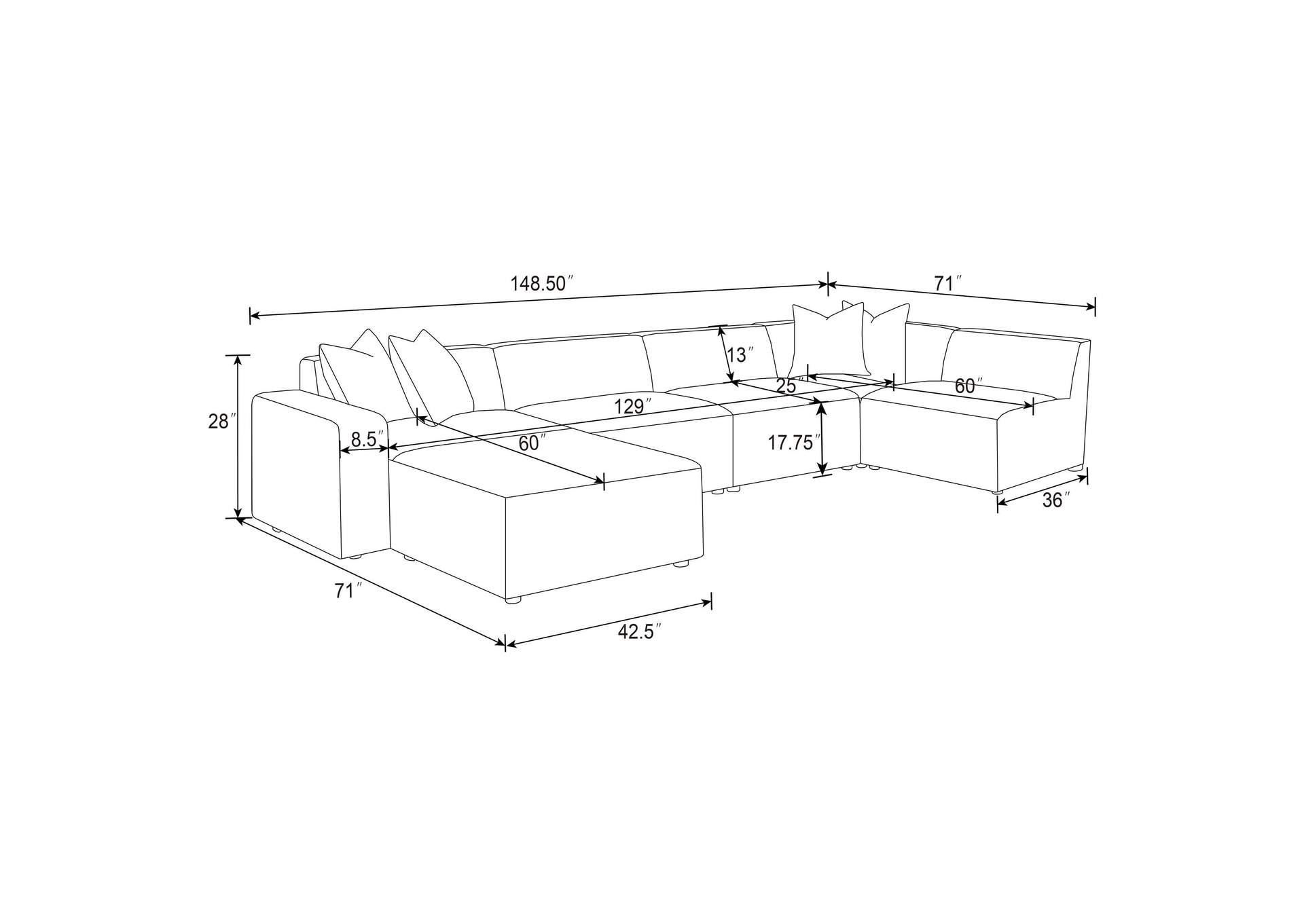 Freddie 6-piece Upholstered Modular Sectional Sofa Pearl
