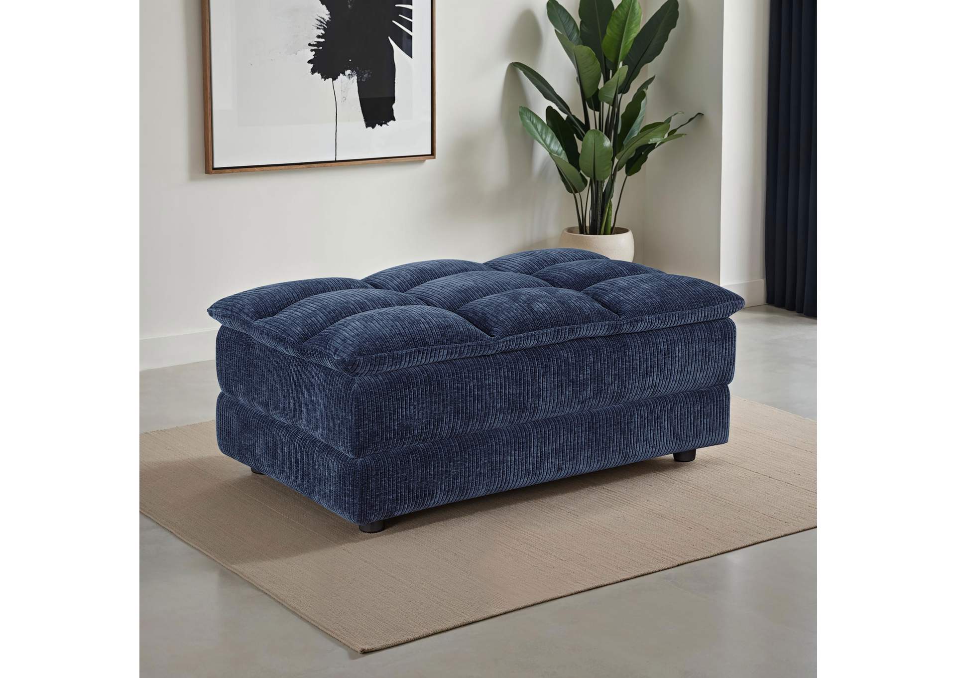 Atlantic Corduroy Upholstered Rectangular Ottoman Blue