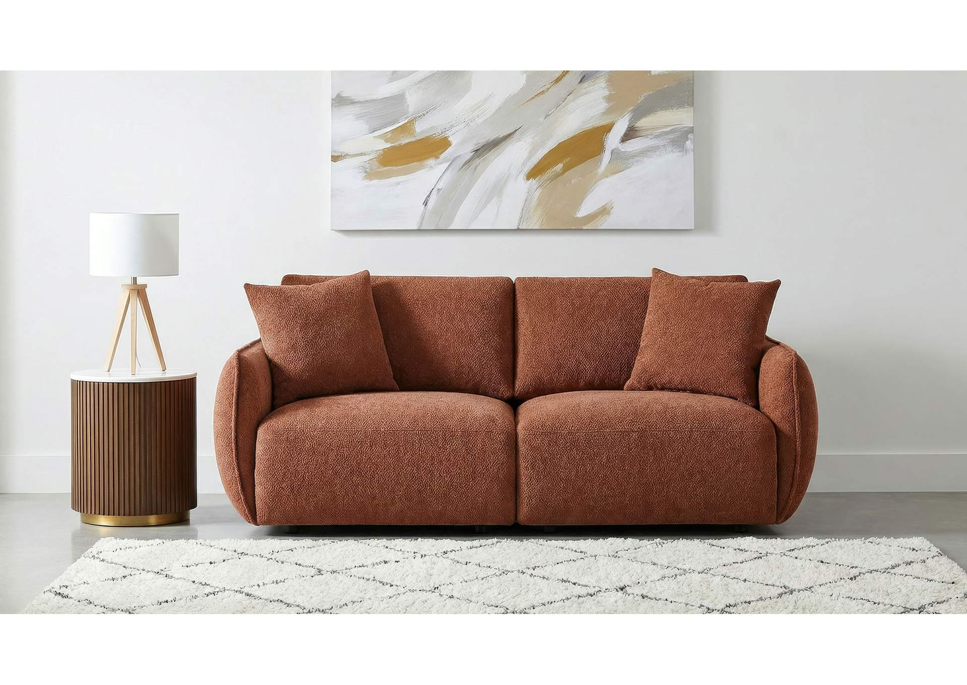 Elysia Chenille Upholstered Modular Lounge Loveseat Coral image 3