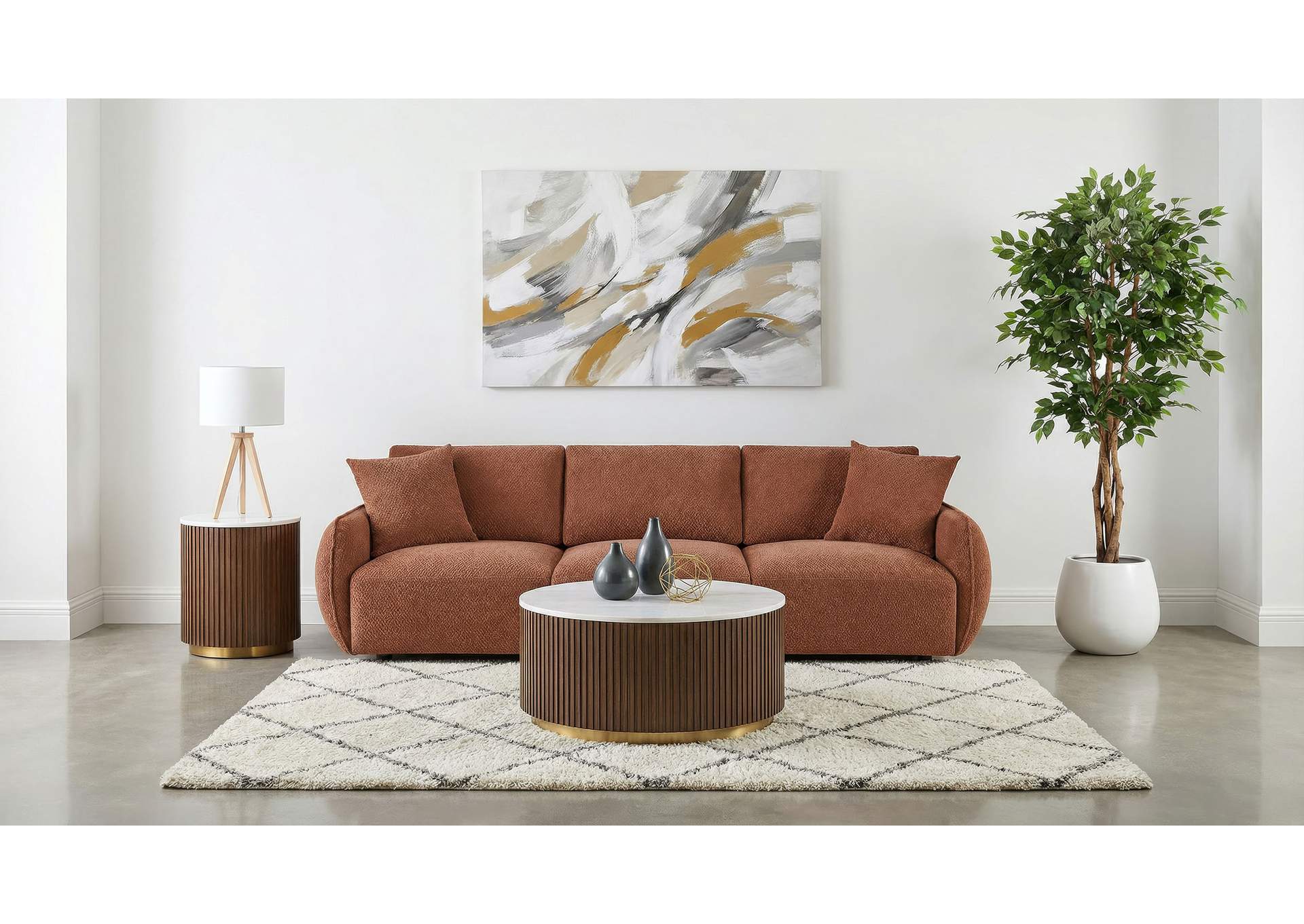 Elysia Chenille Upholstered Modular Lounge Sofa Coral image 3