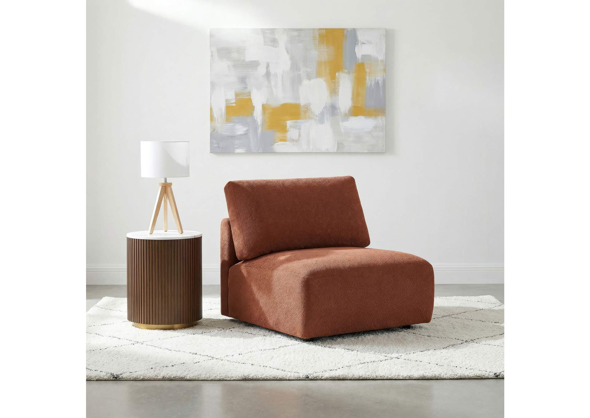 Elysia Chenille Upholstered Modular Armless Chair Coral image 3
