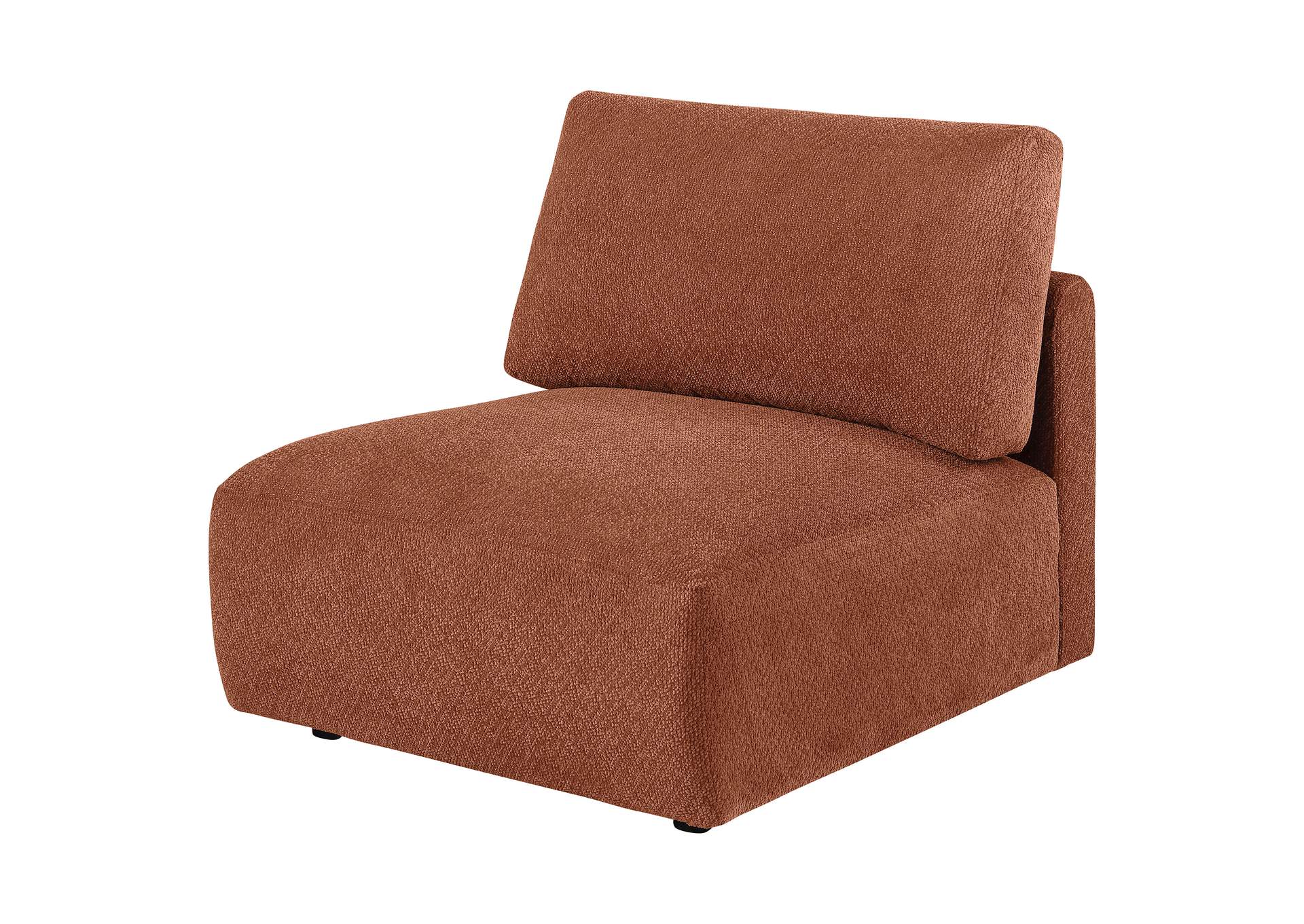 Elysia Chenille Upholstered Modular Armless Chair Coral image 5