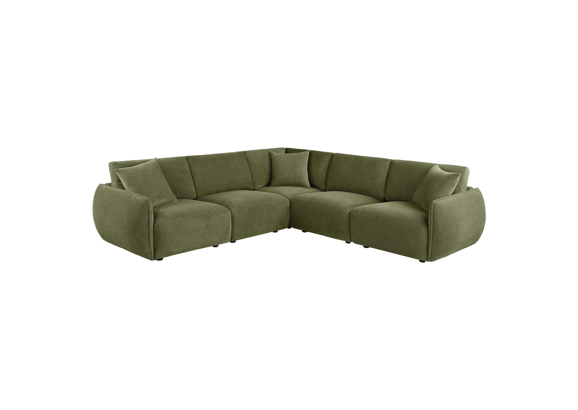 Elysia 5-piece Chenille Upholstered Modular Sectional Sofa Green image 1