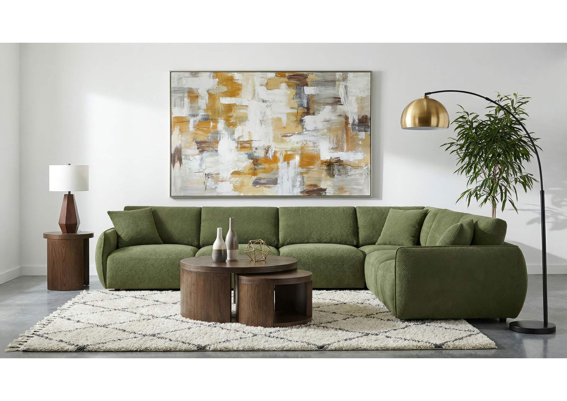 Elysia 6-piece Chenille Upholstered Modular Sectional Sofa Green image 19
