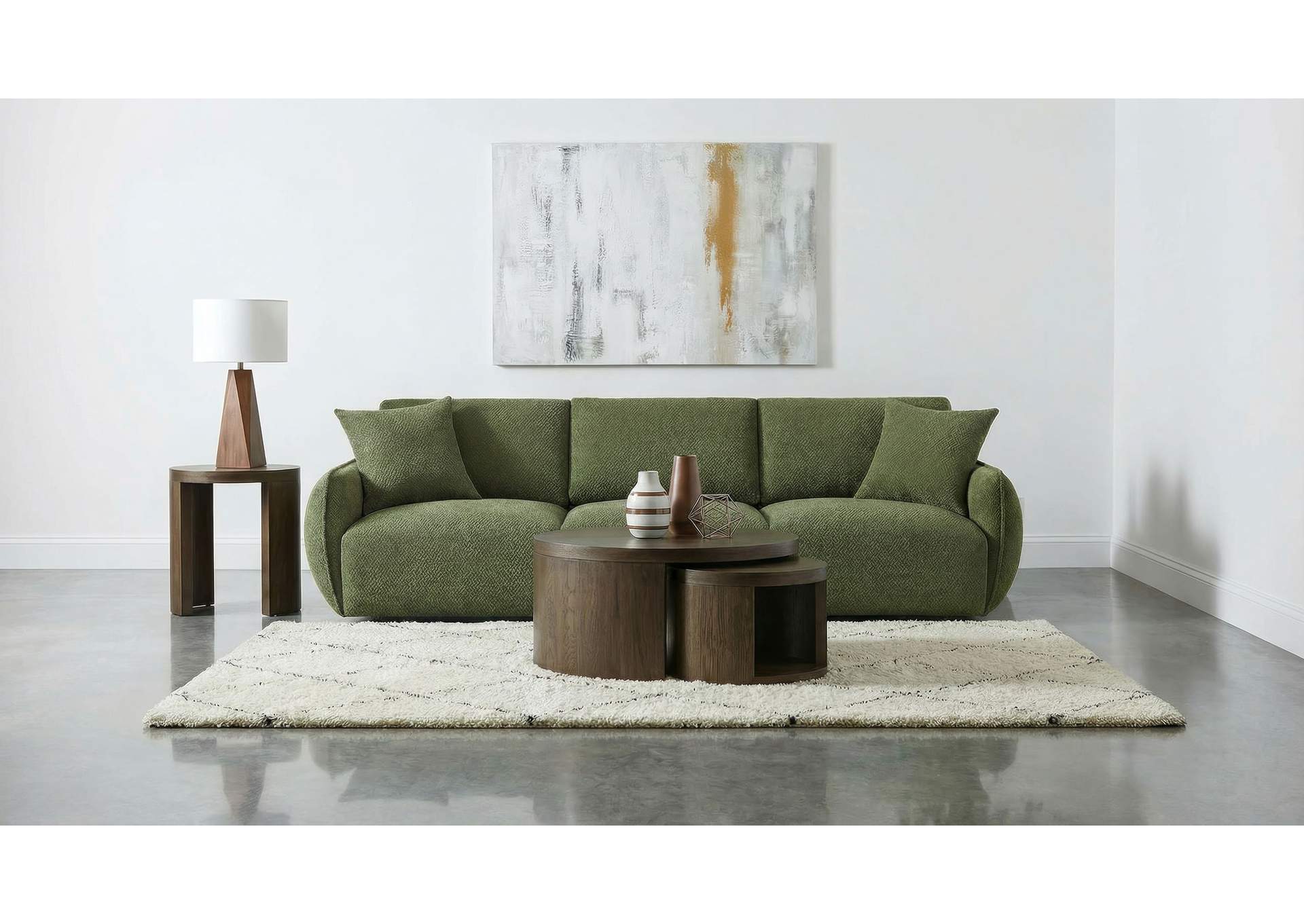 Elysia Chenille Upholstered Modular Lounge Sofa Green image 3