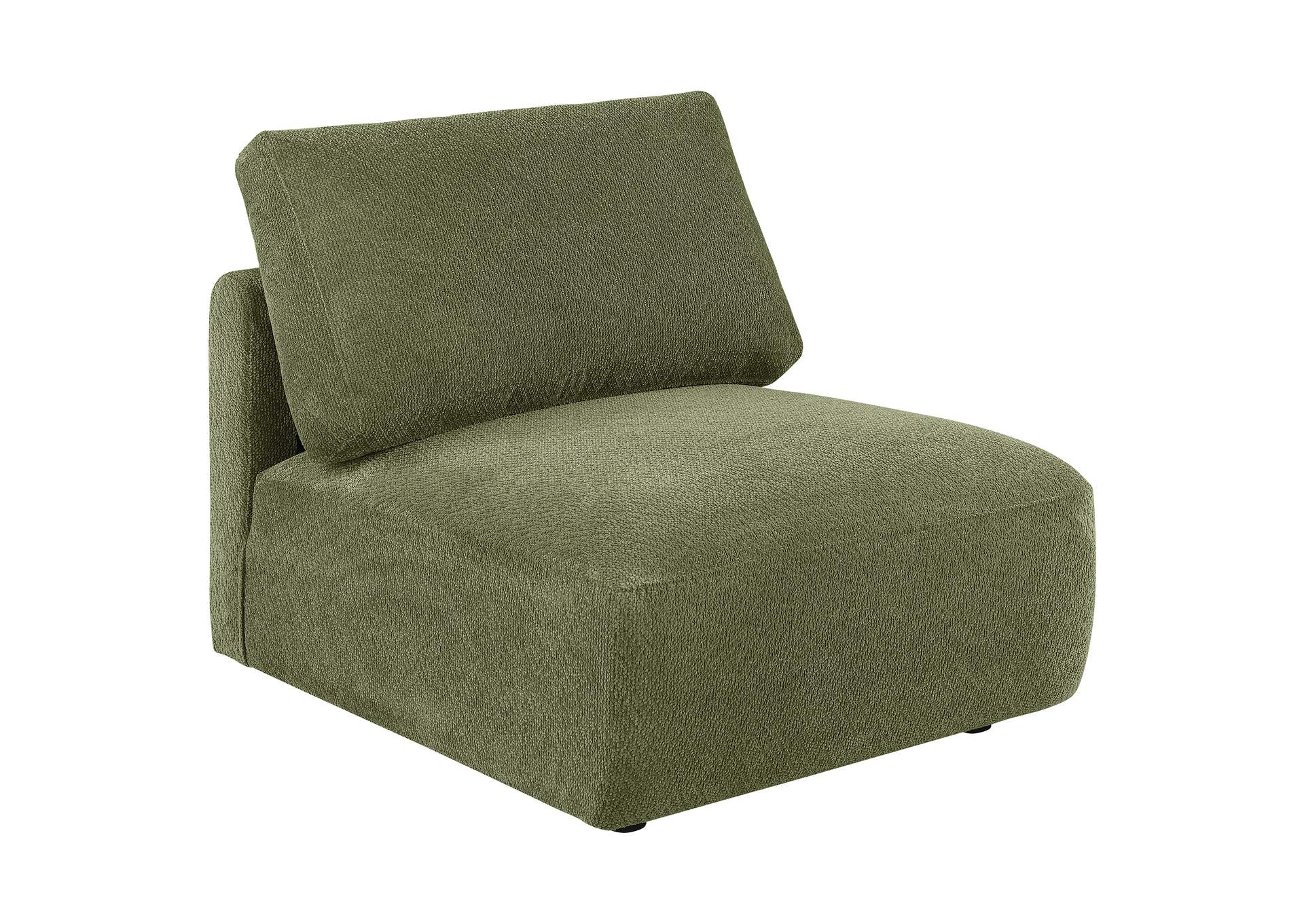 Elysia Chenille Upholstered Modular Armless Chair Green image 1