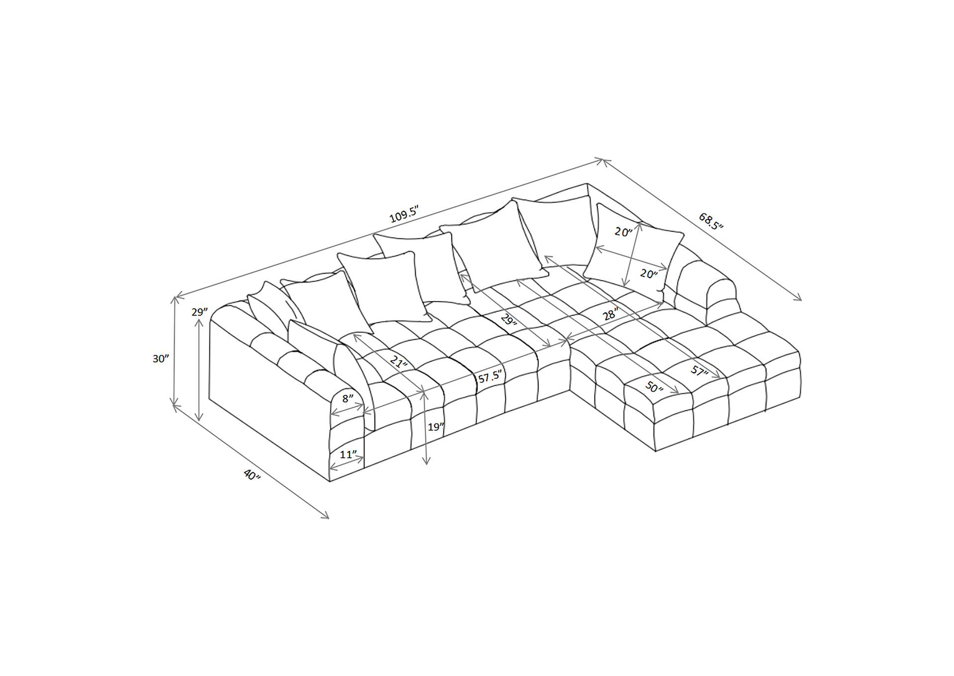 Amara 2-Piece Upholstered Sectional Sofa image 10