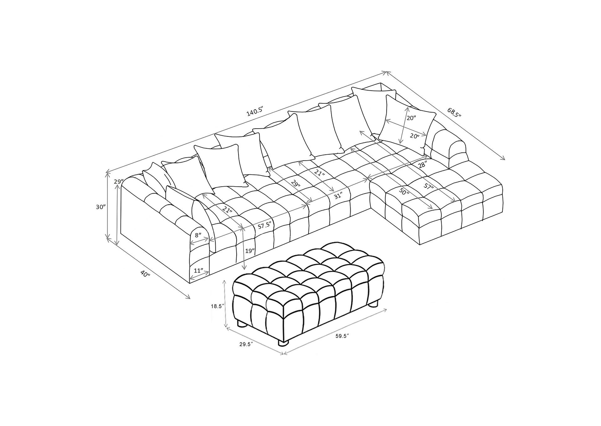 Amara 4-Piece Upholstered Sectional Sofa image 12