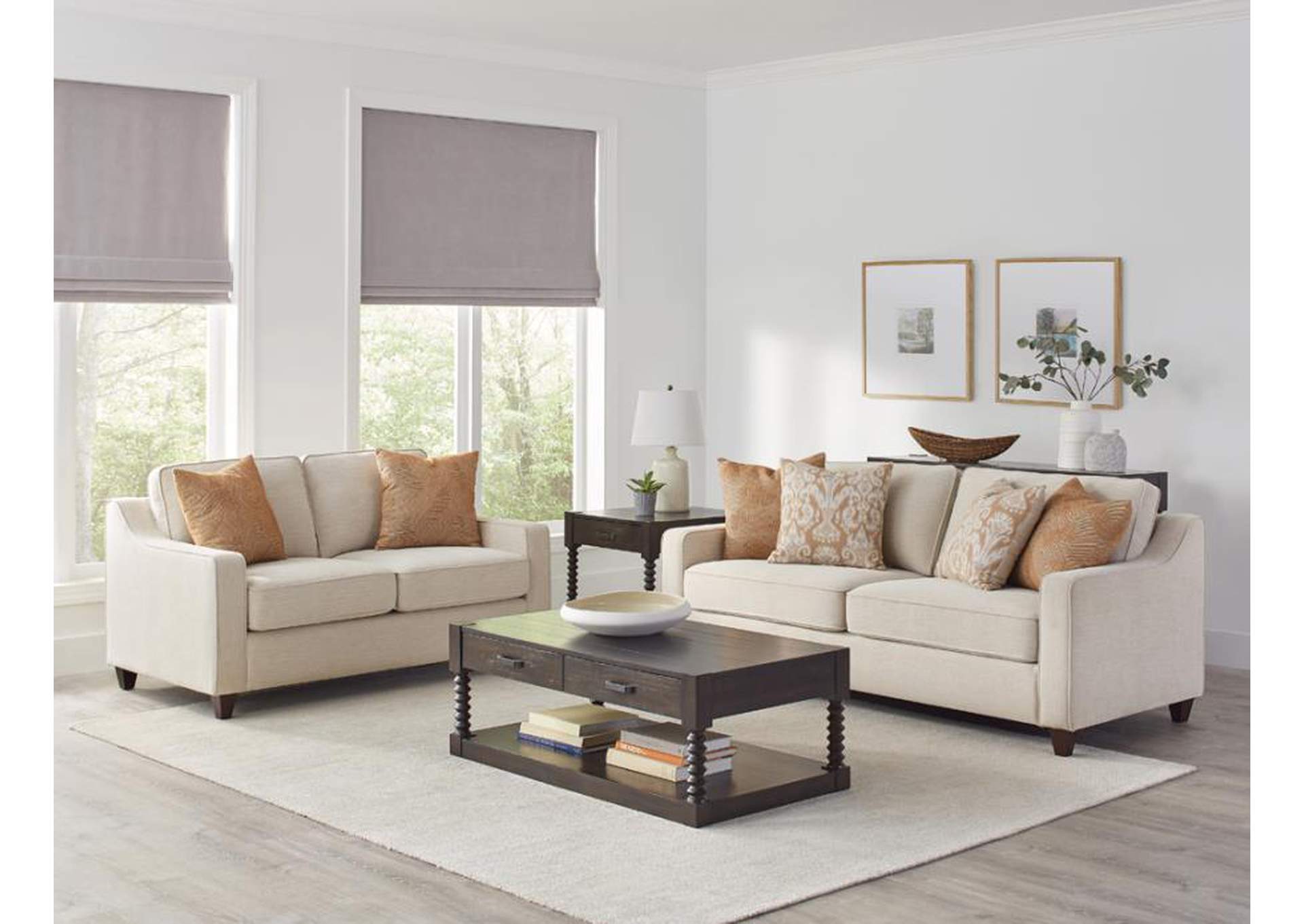 Christine Cushion Back Living Room Set Beige image 1