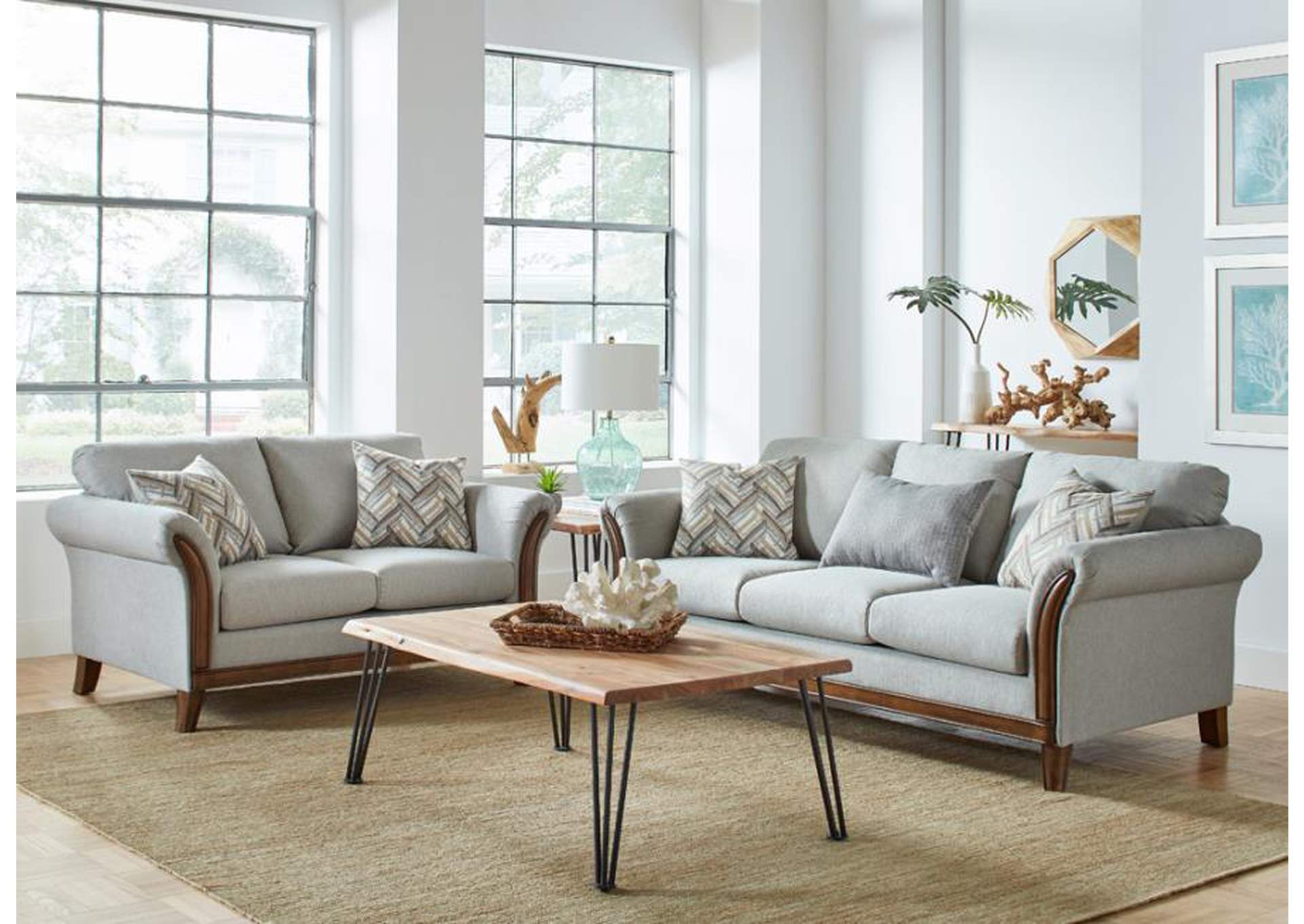 Roxanne 2-piece Flared Arm Living Room Set Platinum image 1