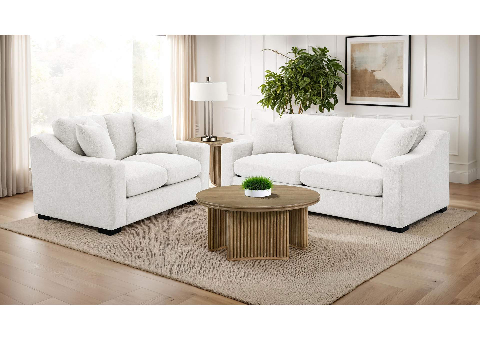 Ashlyn 2-piece Upholstered Track Arm Sofa Set Sand image 4