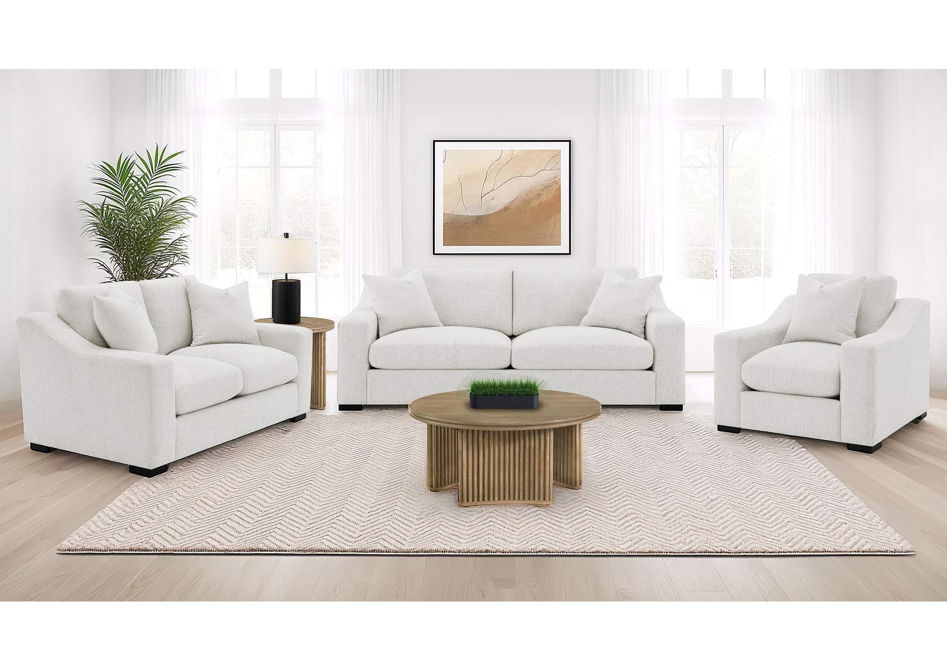Ashlyn 3-piece Upholstered Track Arm Sofa Set Sand image 4