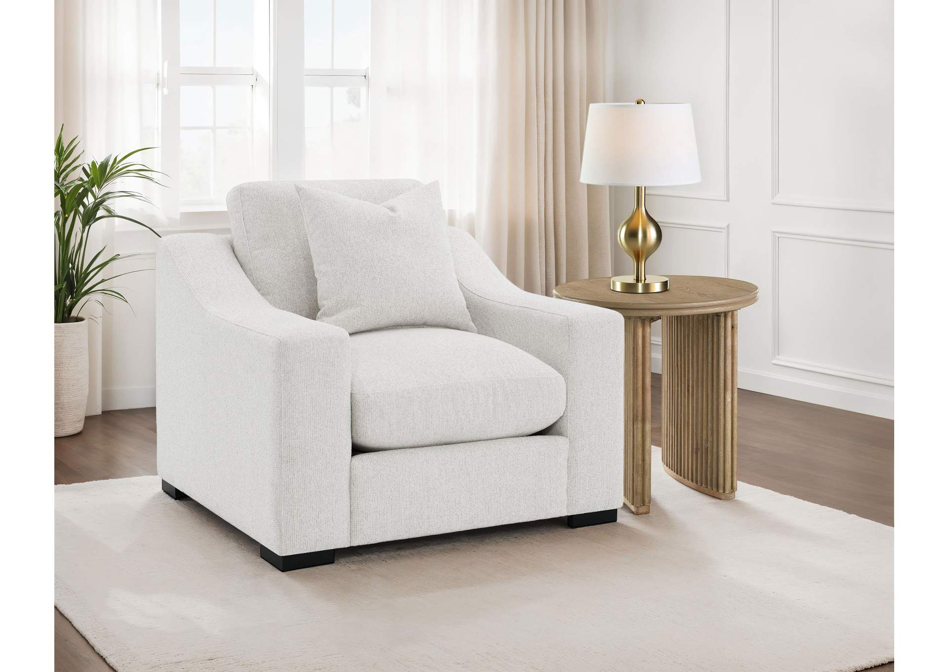 Ashlyn Fabric Upholstered Track Arm Accent Chair Sand image 4