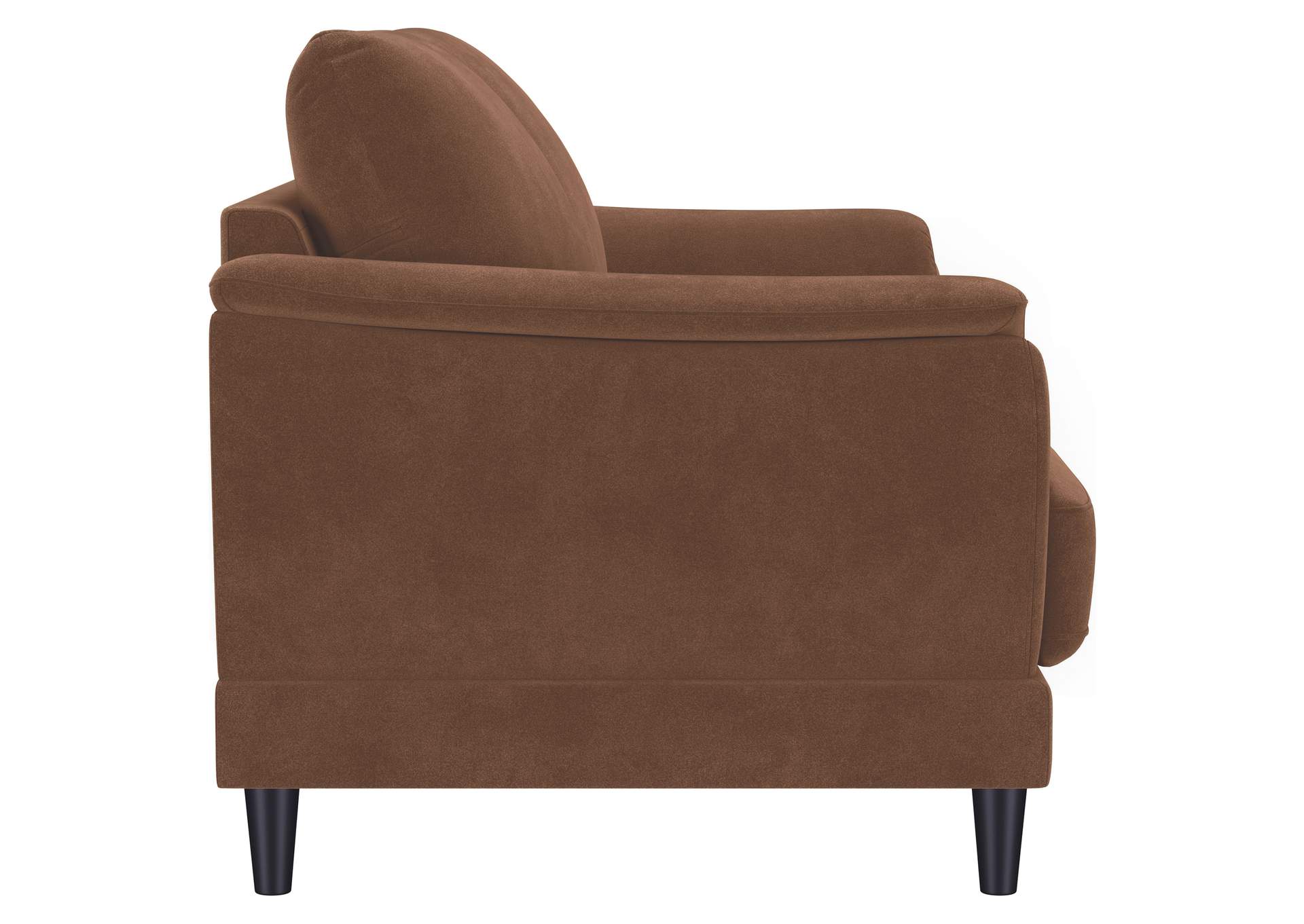 Selma Velvet Upholstered Crescent Arm Loveseat Rust
