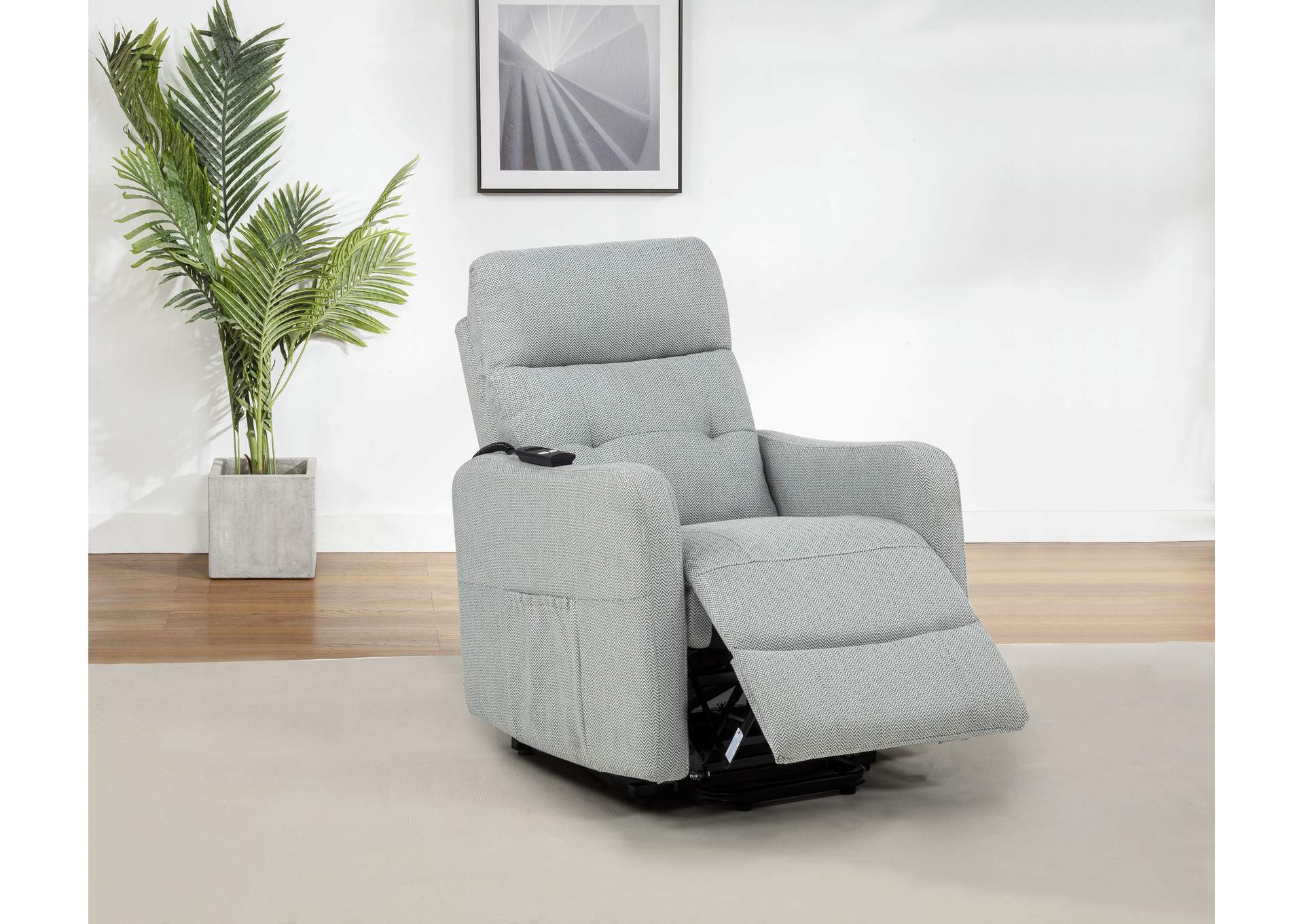 Dayes Upholstered Power Lift Recliner Chair Light Grey image 4