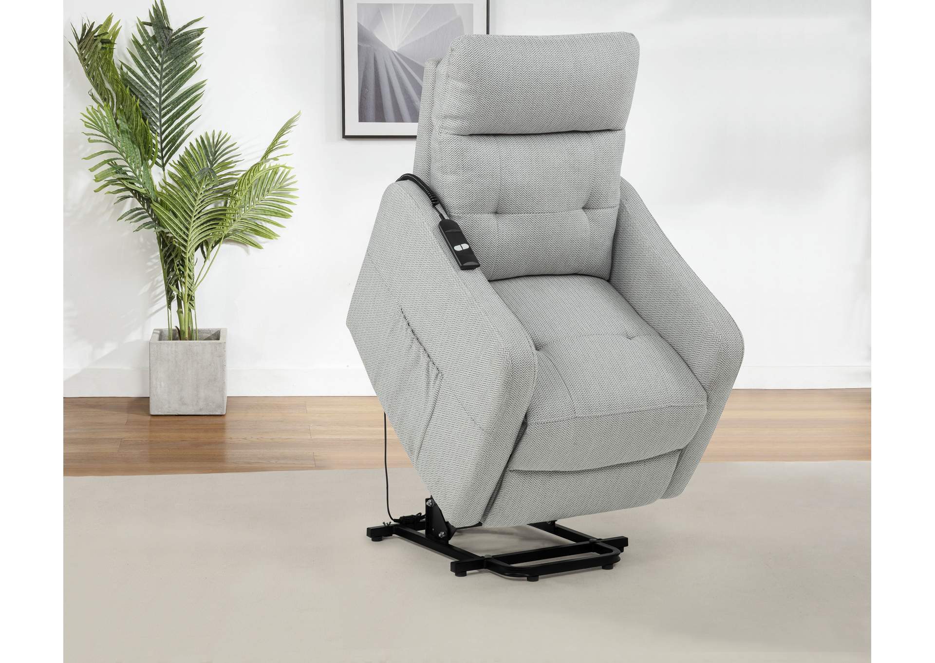 Dayes Upholstered Power Lift Recliner Chair Light Grey image 5