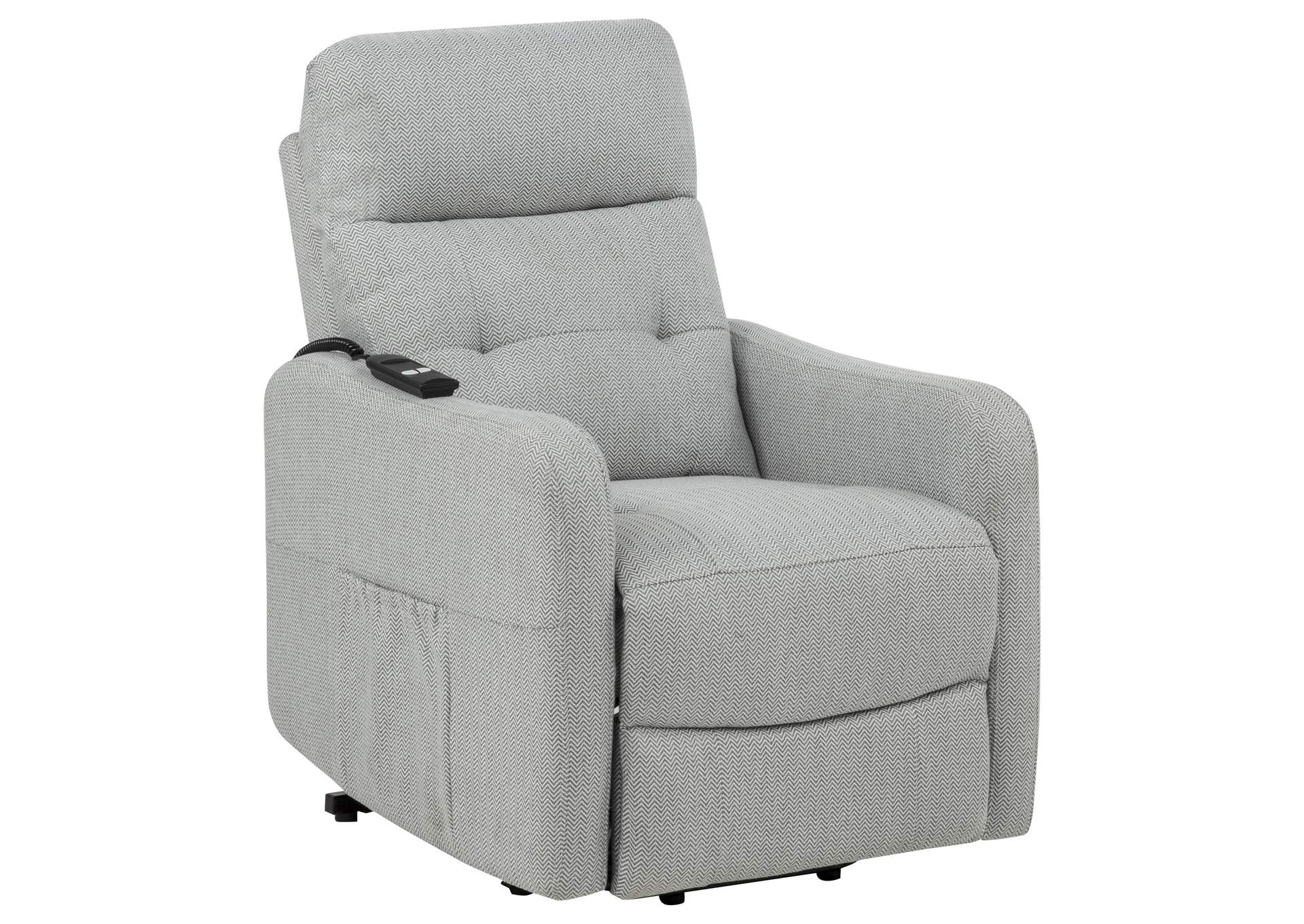 Dayes Upholstered Power Lift Recliner Chair Light Grey image 1